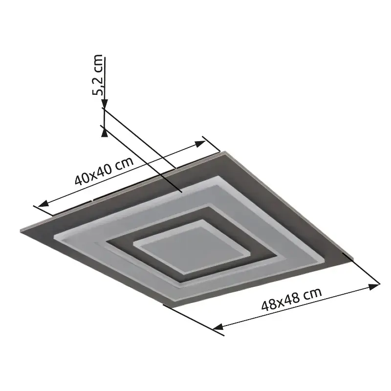 Globo Deckenleuchte Jayden 48 x 48 cm anthrazit warmweiß
