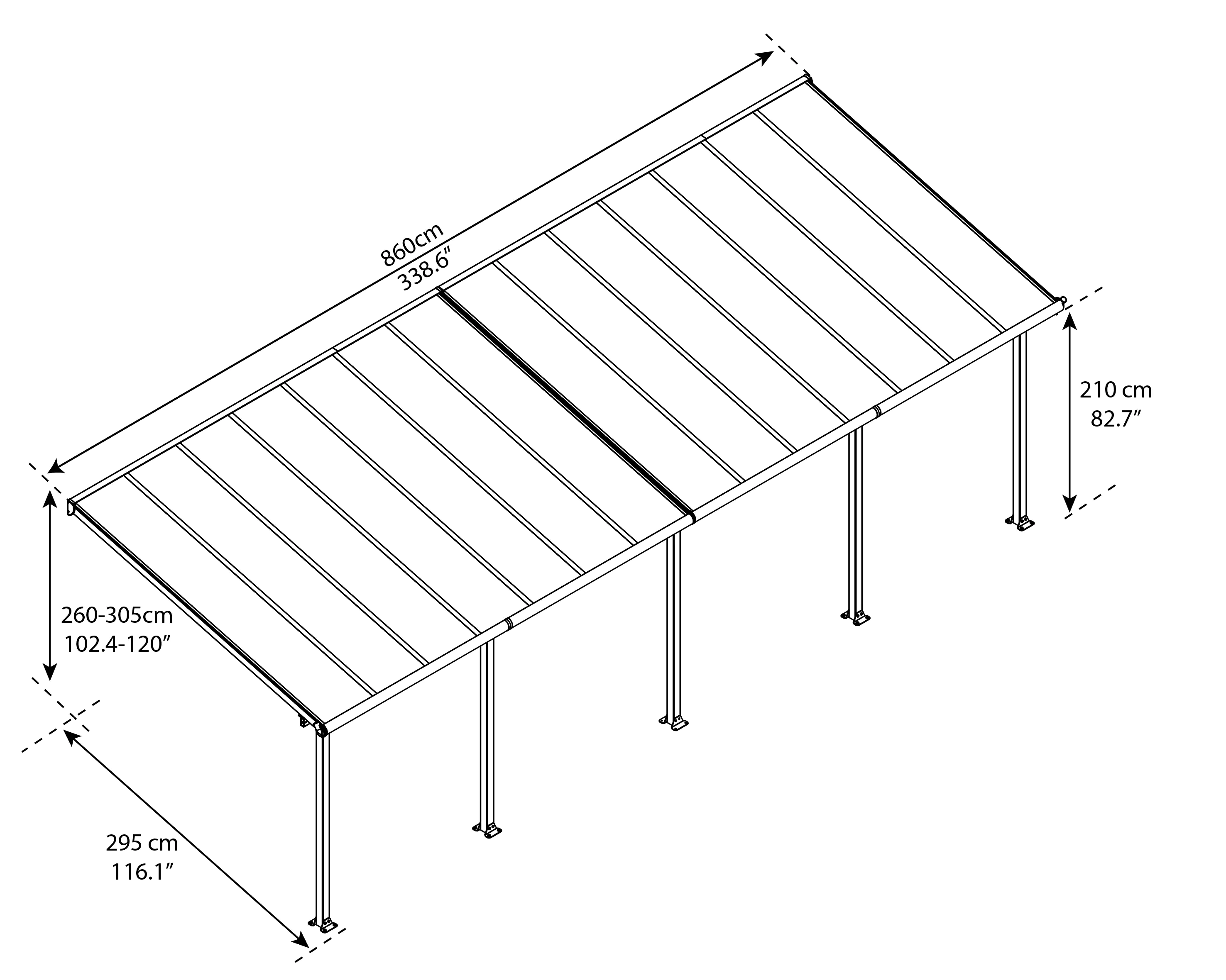 Canopia Terrassenüberdachung Olympia 3x8.6 weiß