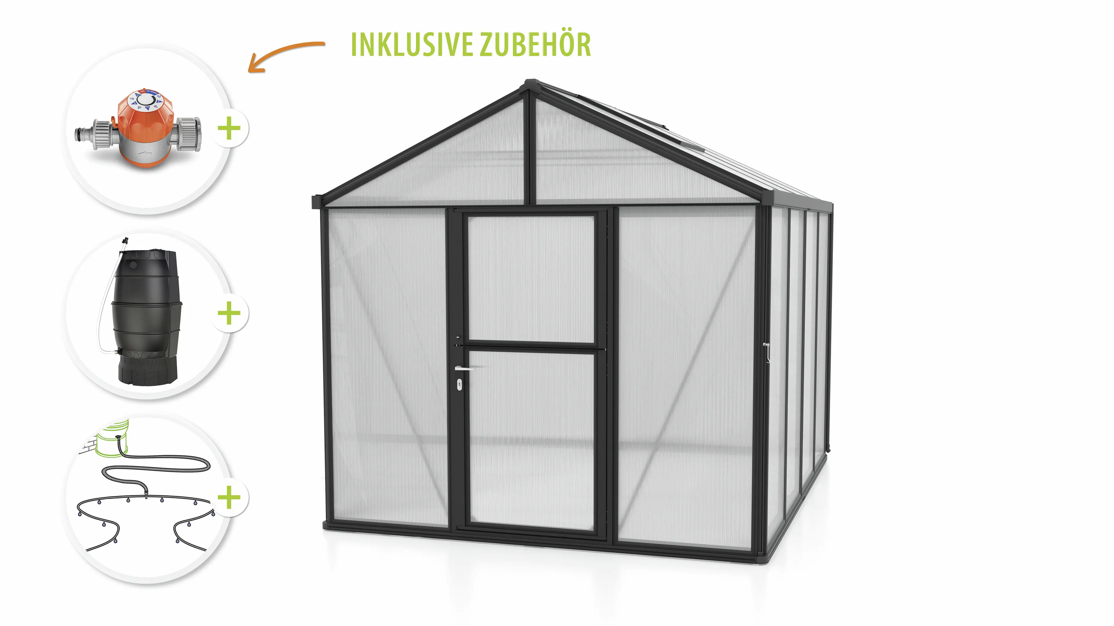 Vitavia Gewächshaus-Set Zeus 8100 HKP 10 mm schwarz 266 x 324 cm 