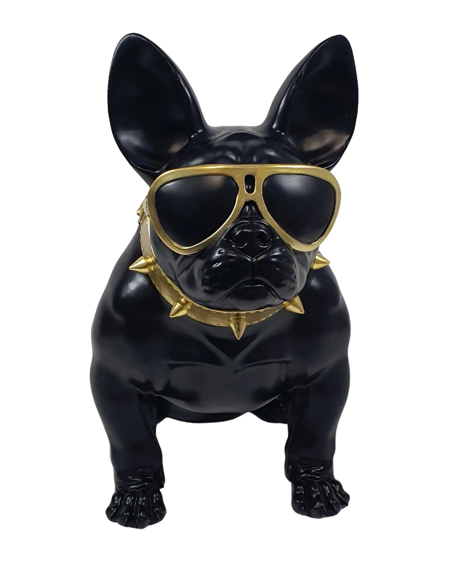 Figur Bulldogge mit Brille mittel, Polyresin 45 x 25 x 43 cm schwarz