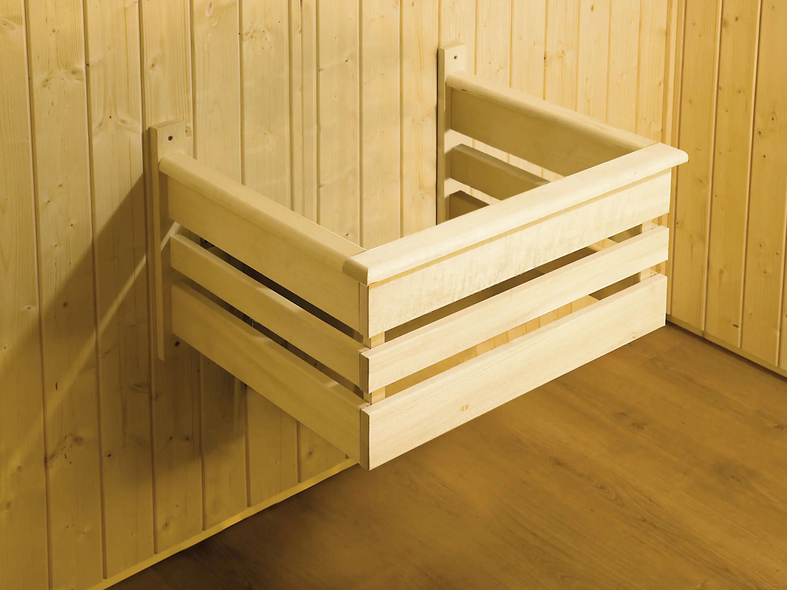 Weka Element-Ecksauna Varberg 1 mit Holztür