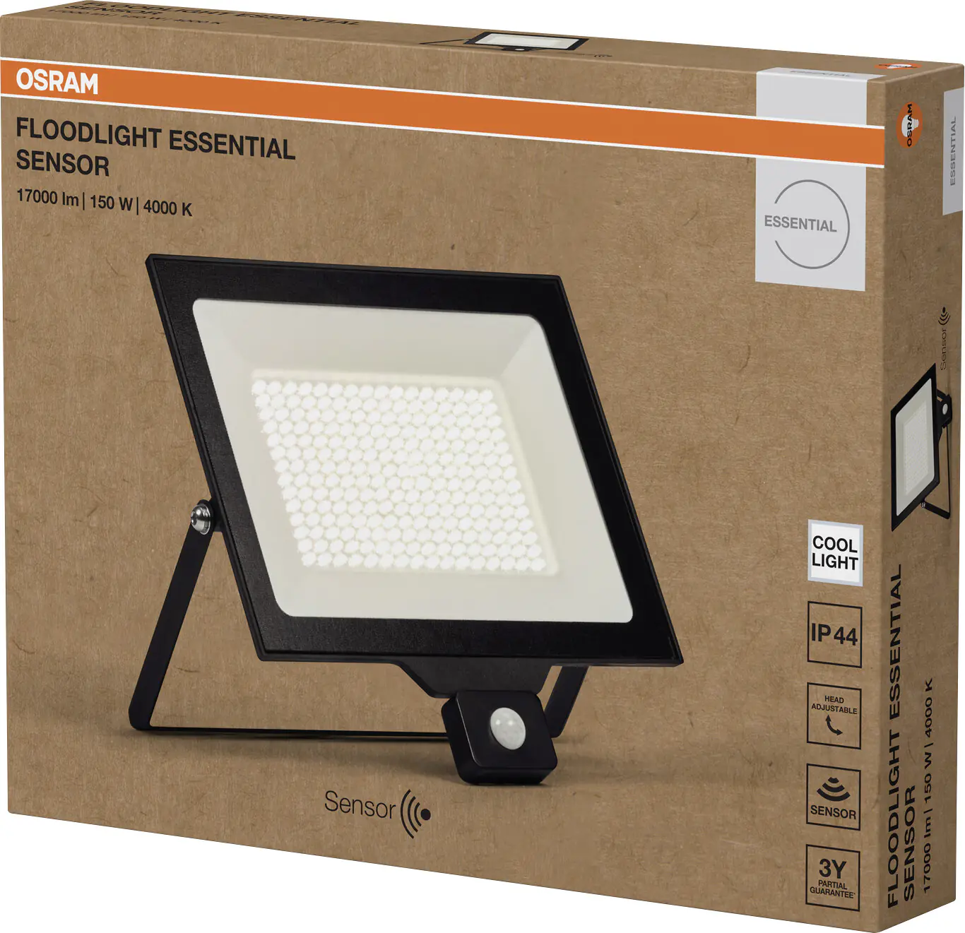 Osram Außenleuchte Floodlight Essential Bewegunsmelder 150W 4000K schwarz