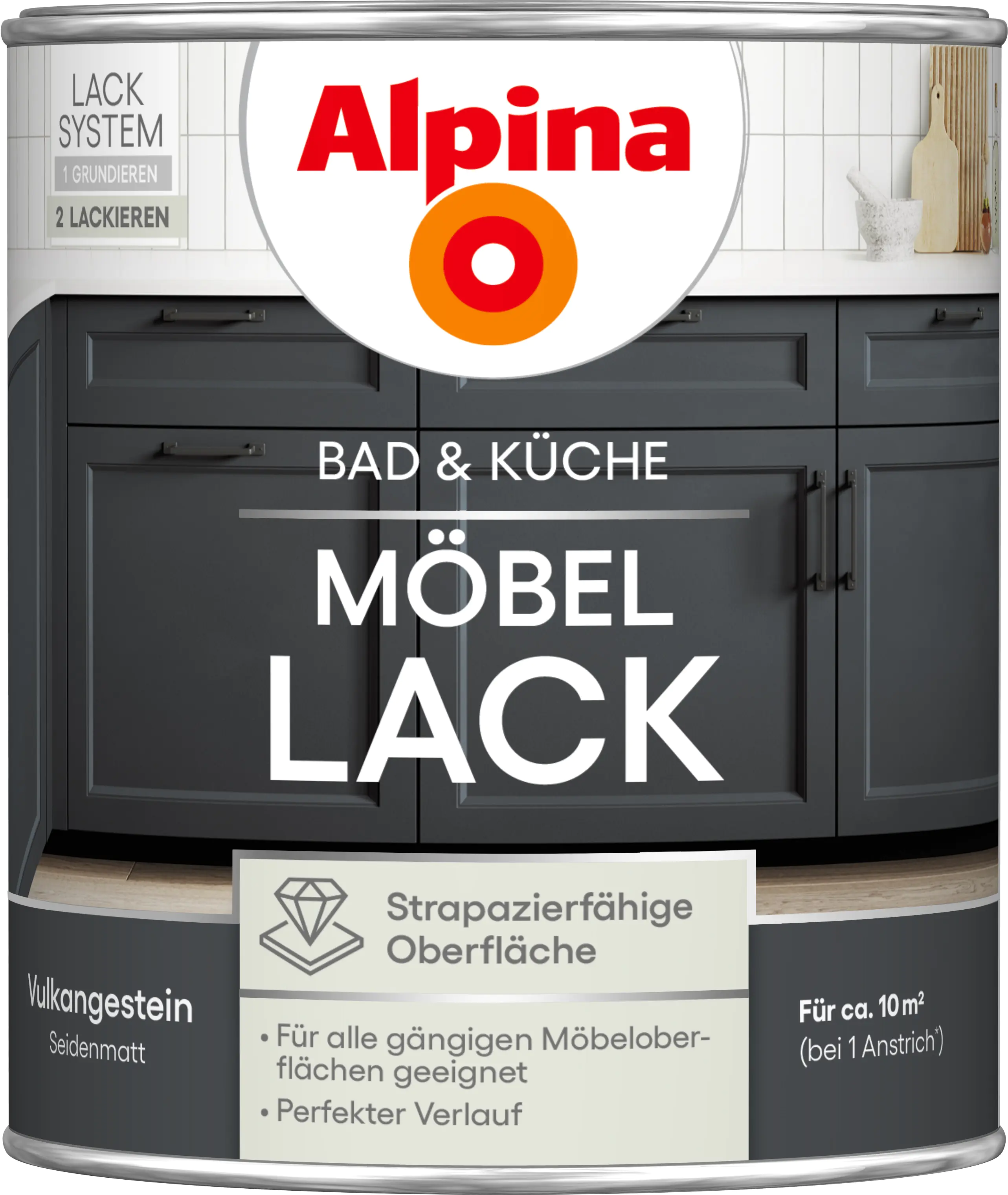 Alpina Möbellack für Küche & Badezimmer Vulkangestein 750 ml Alpina Möbellack für Küche & Badezimmer Vulkangestein 750 ml