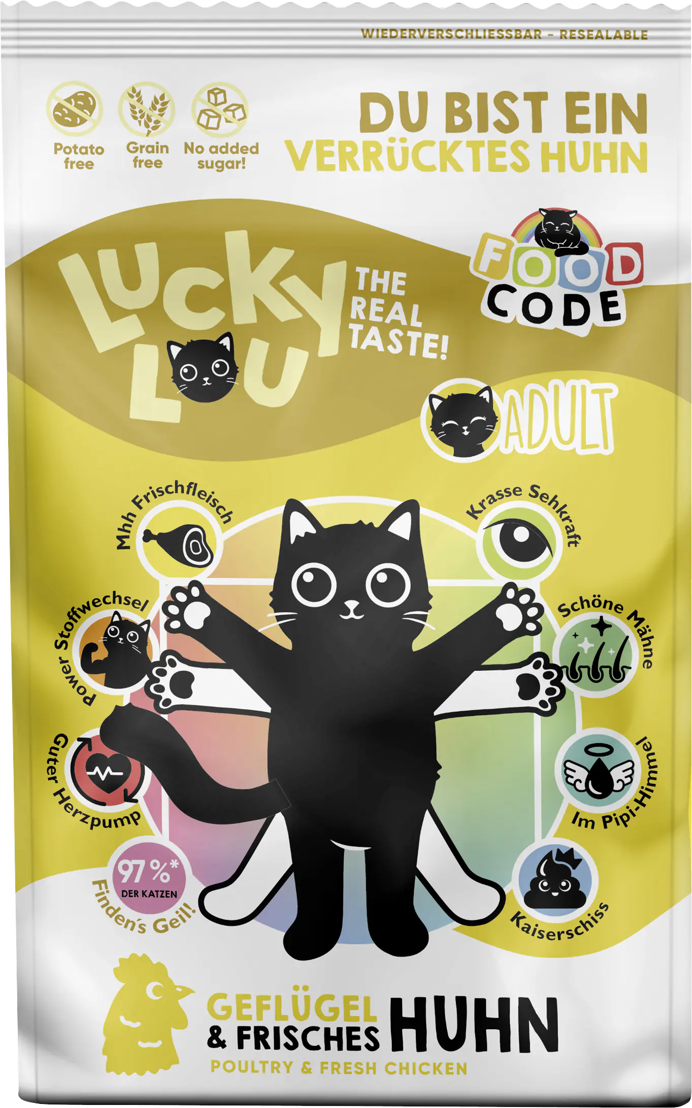 Lucky Lou Foodcode Katzentrockenfutter Adult Geflügel & Huhn 750 g