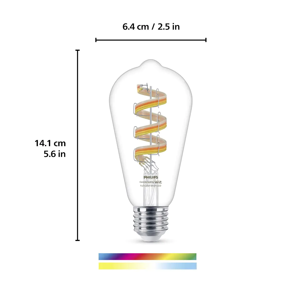 WIZ LED-Leuchtmittel Edison ST64 E27 6,3W RGB warmweiß bis kaltweiß smart