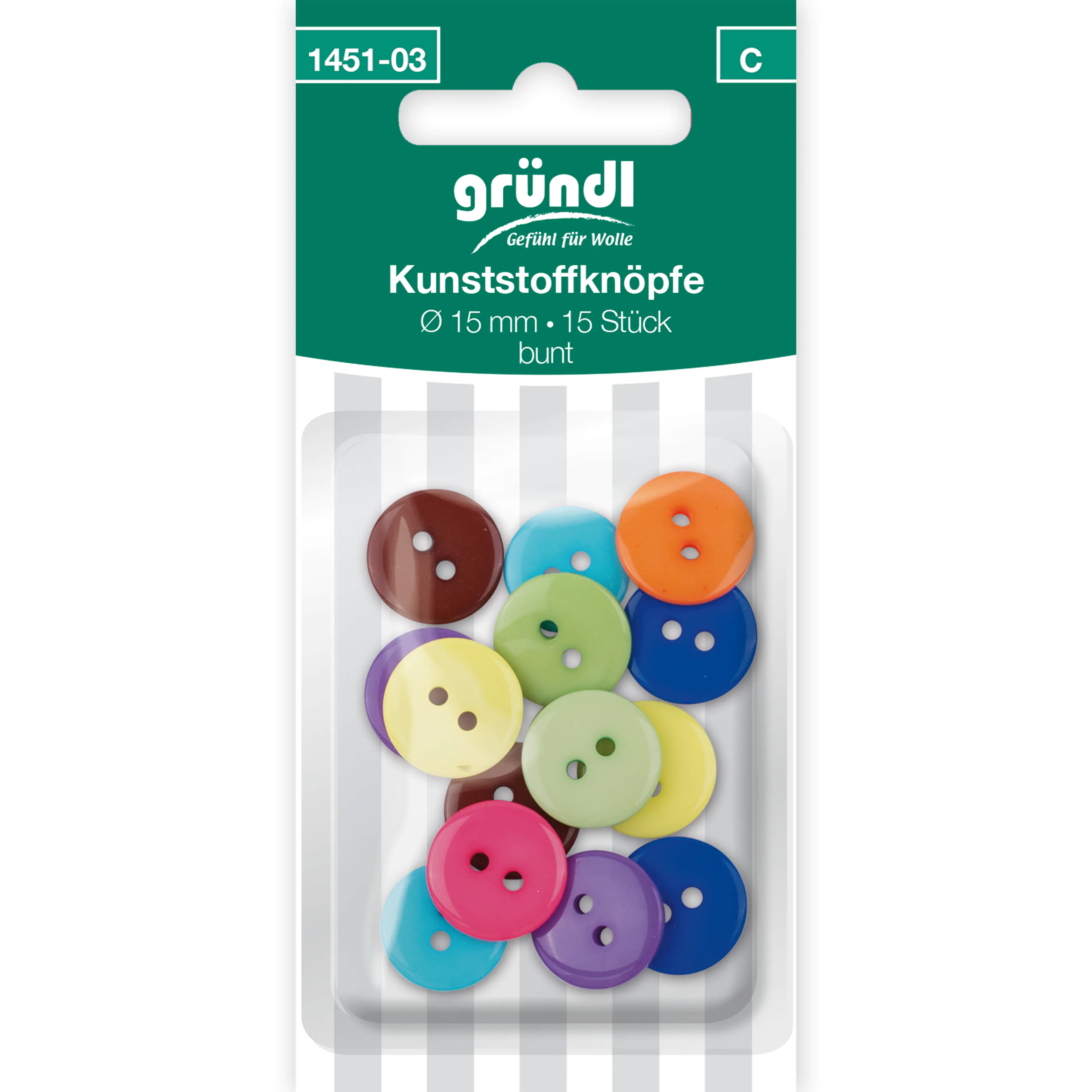 Gründl Kunststoffknöpfe bunt Ø 15 mm 