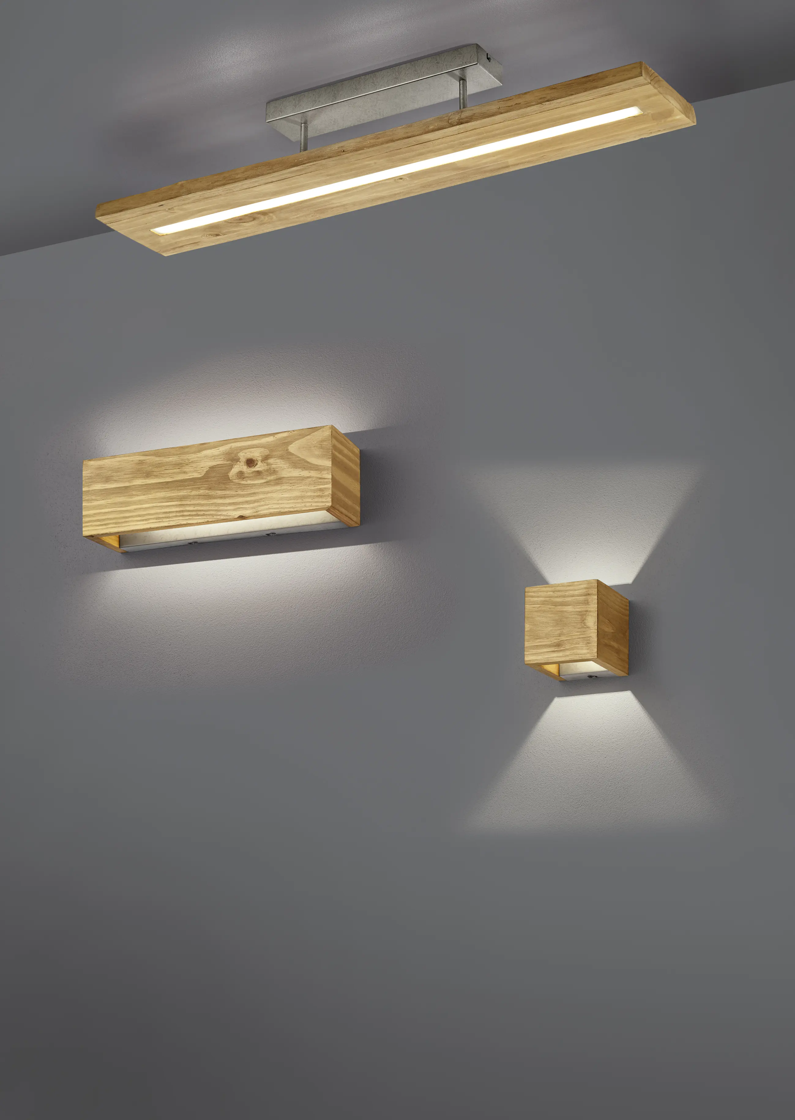 Trio Leuchten LED-Wandleuchte Brad nickel antik Holz Up- & Downlight