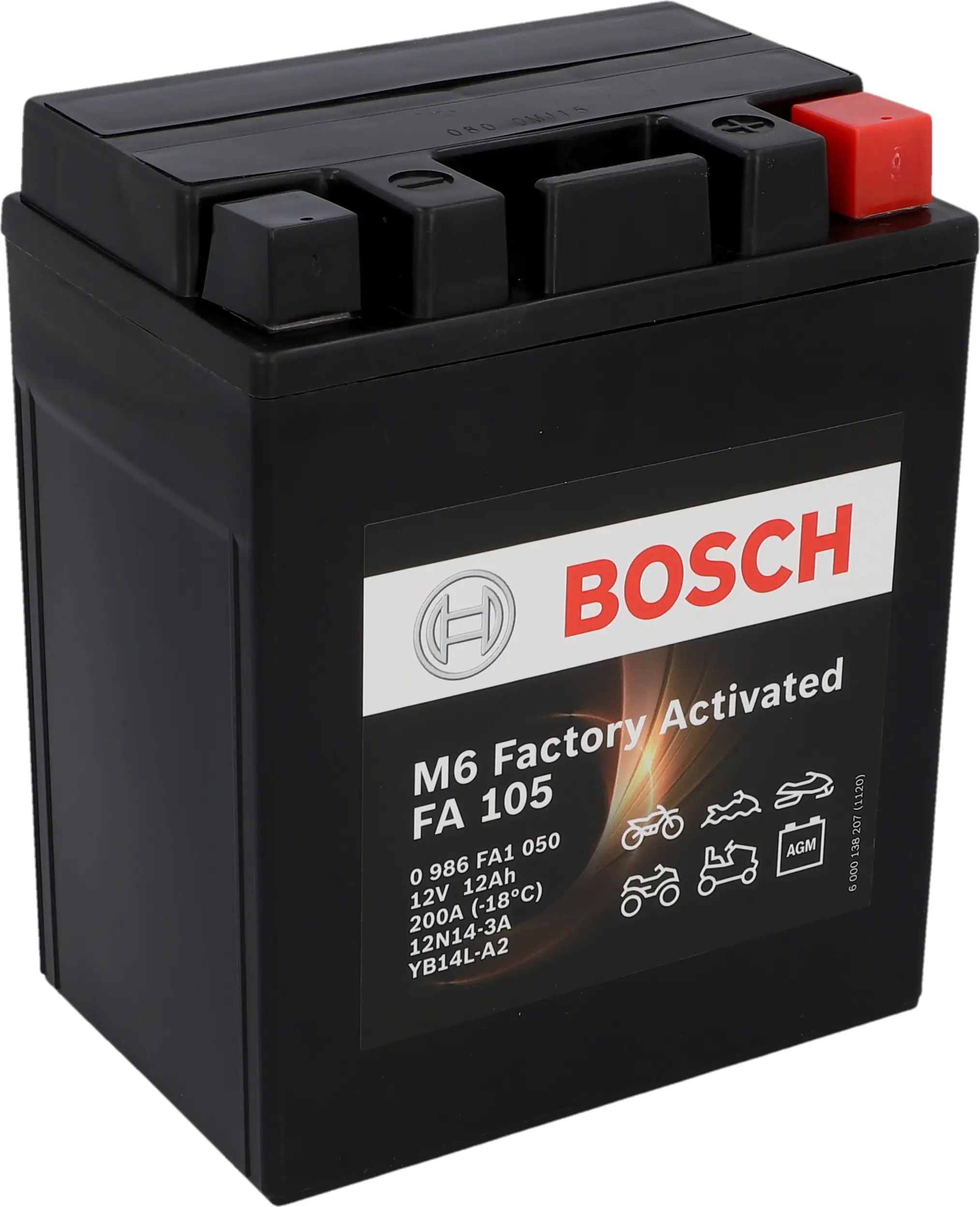 Bosch AGM-Motorradbatterie M6 FA105 12Ah 200A