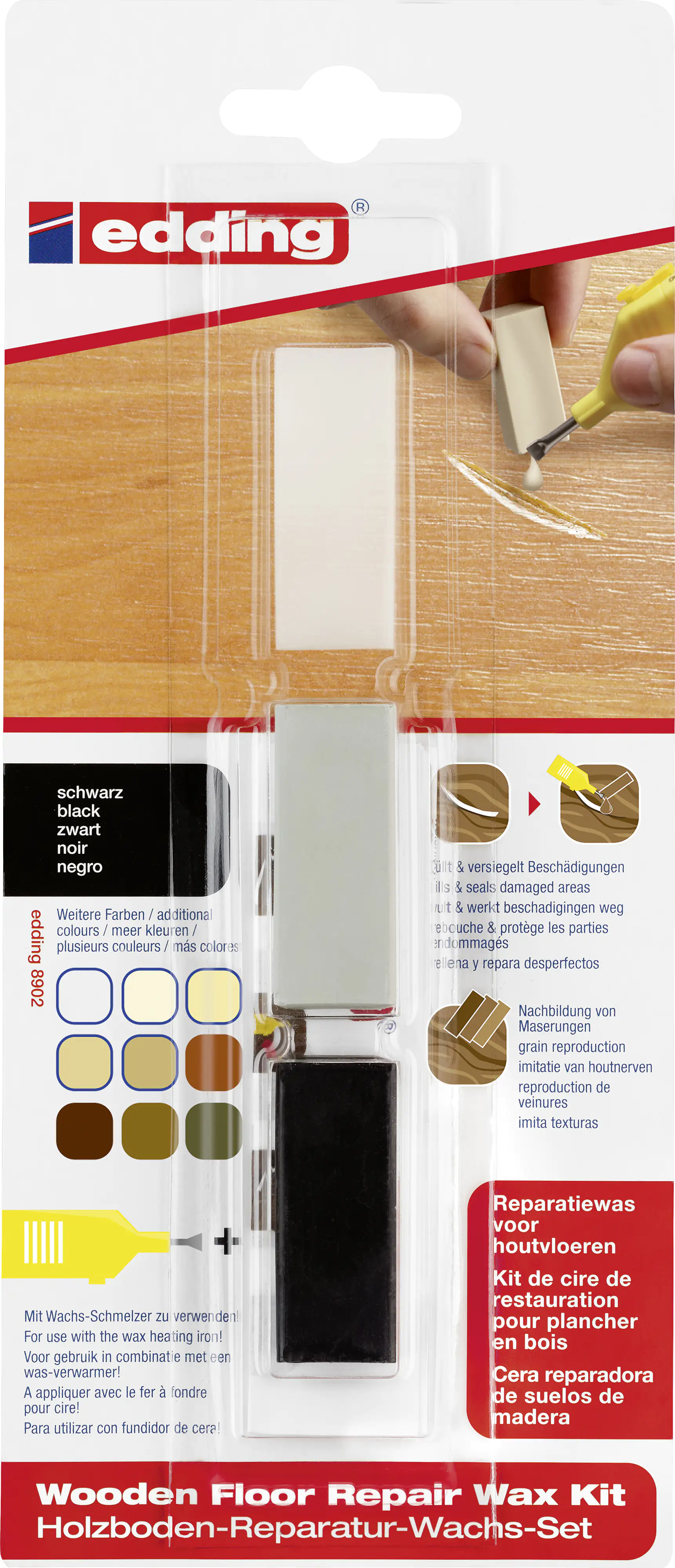 Edding Holzboden-Reparaturwachs-Set 8902 schwarz Edding Holzboden-Reparaturwachs-Set 8902 schwarz
