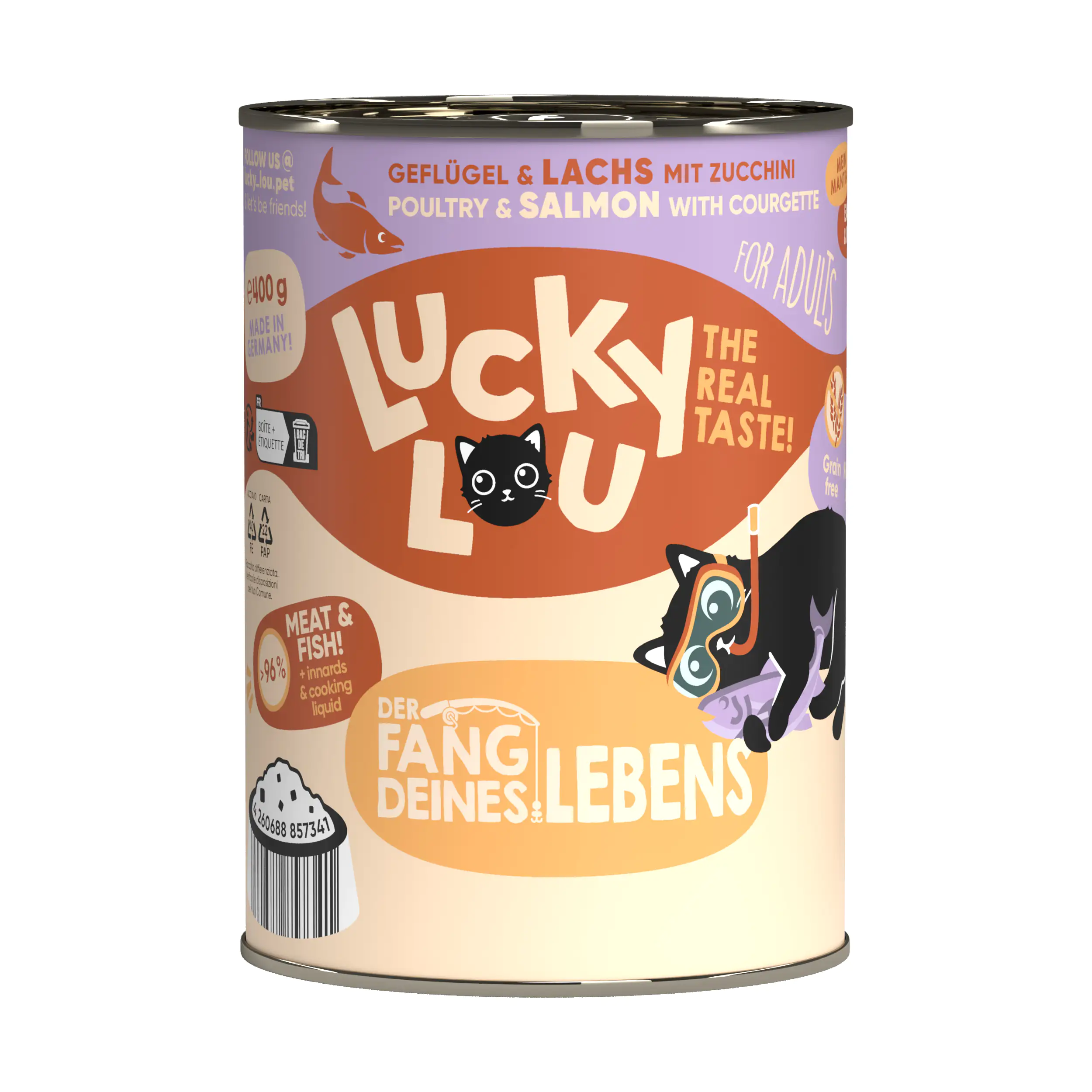 Lucky Lou Katzenfutter Geflügel und Lachs 400 g