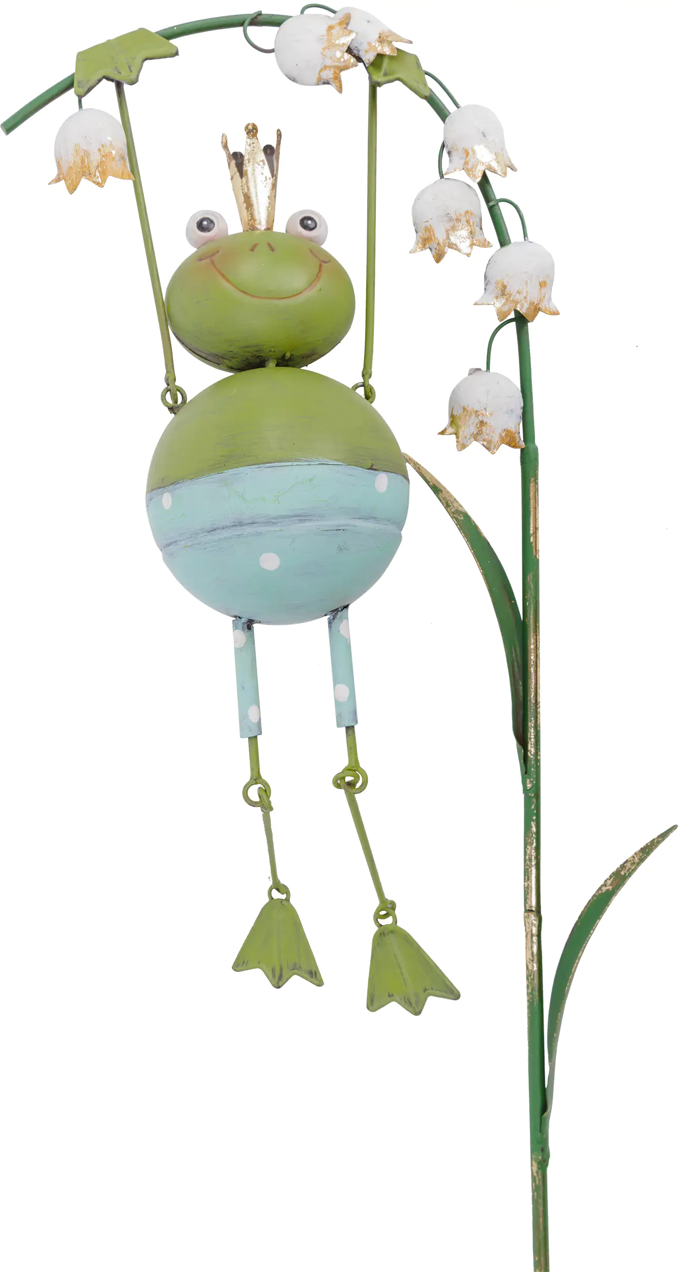 TrendLine Gartenstecker Frosch aus Metall 79 x 25 cm grün weiß