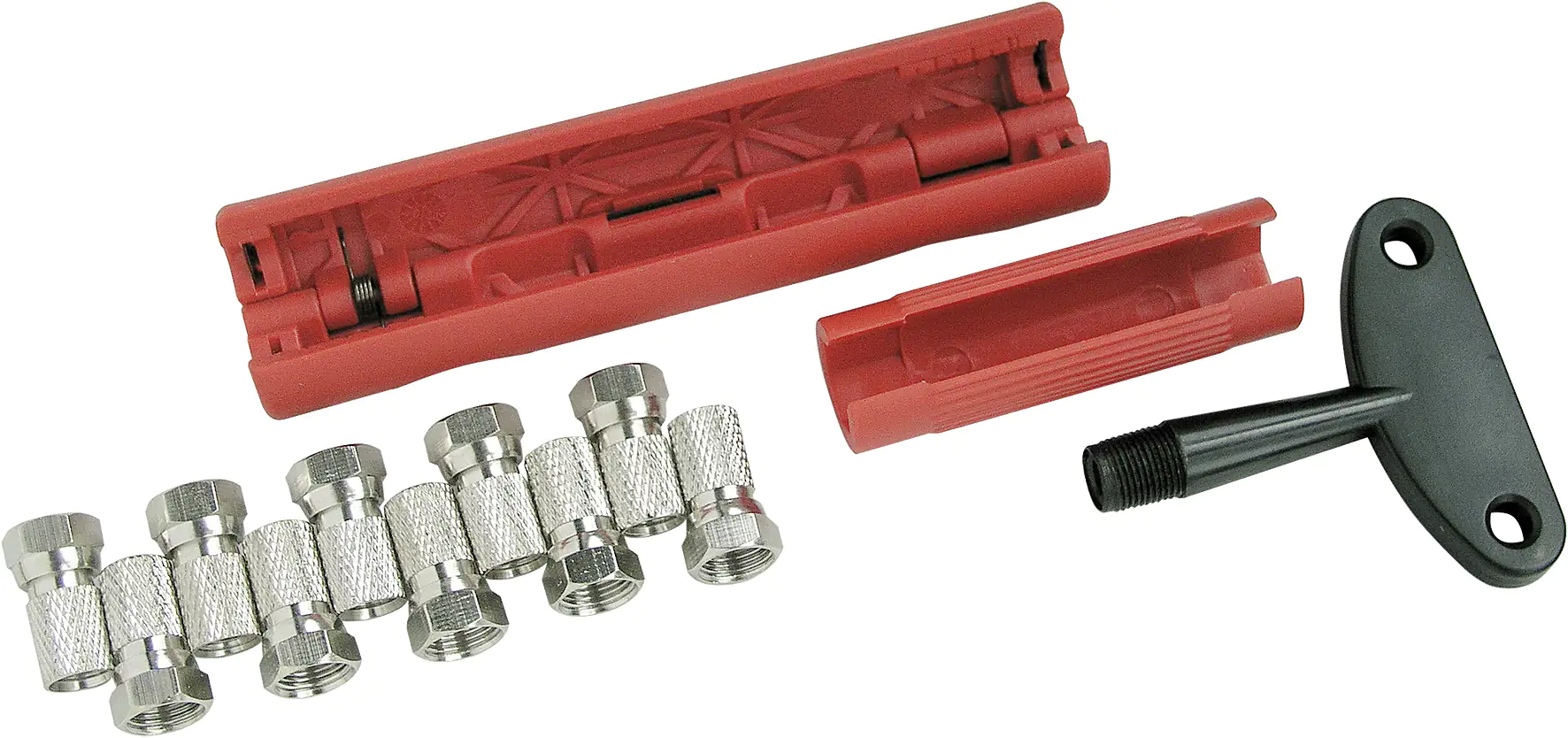 Schwaiger Montage-Set für F Stecker ABISET30 531 rot/schwarz, mit Werkzeug und F Steckern