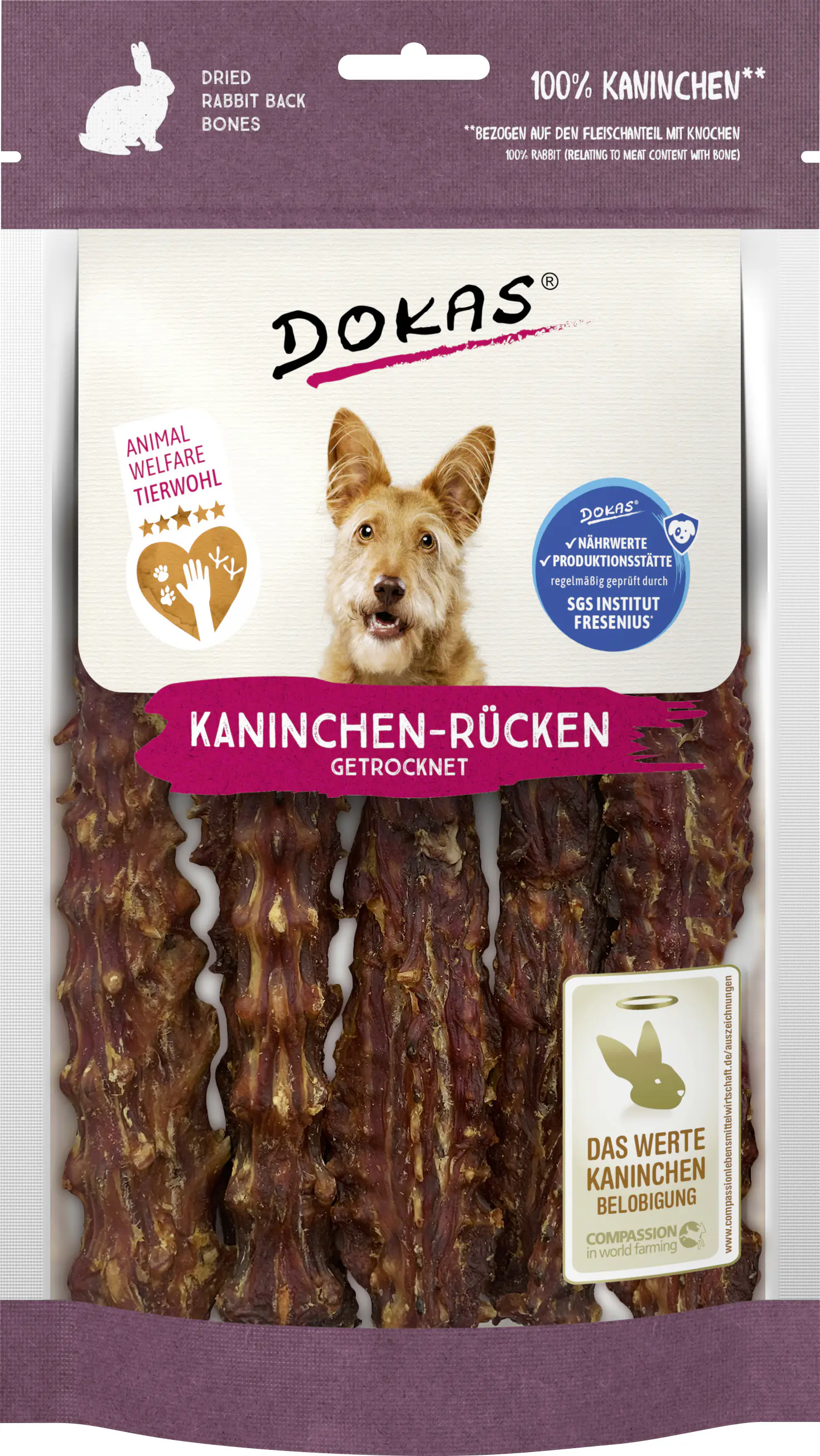 Dokas Hundesnack Adult getreidefrei 120 g Kaninchenrücken Dokas Hundesnack Adult getreidefrei 120 g Kaninchenrücken