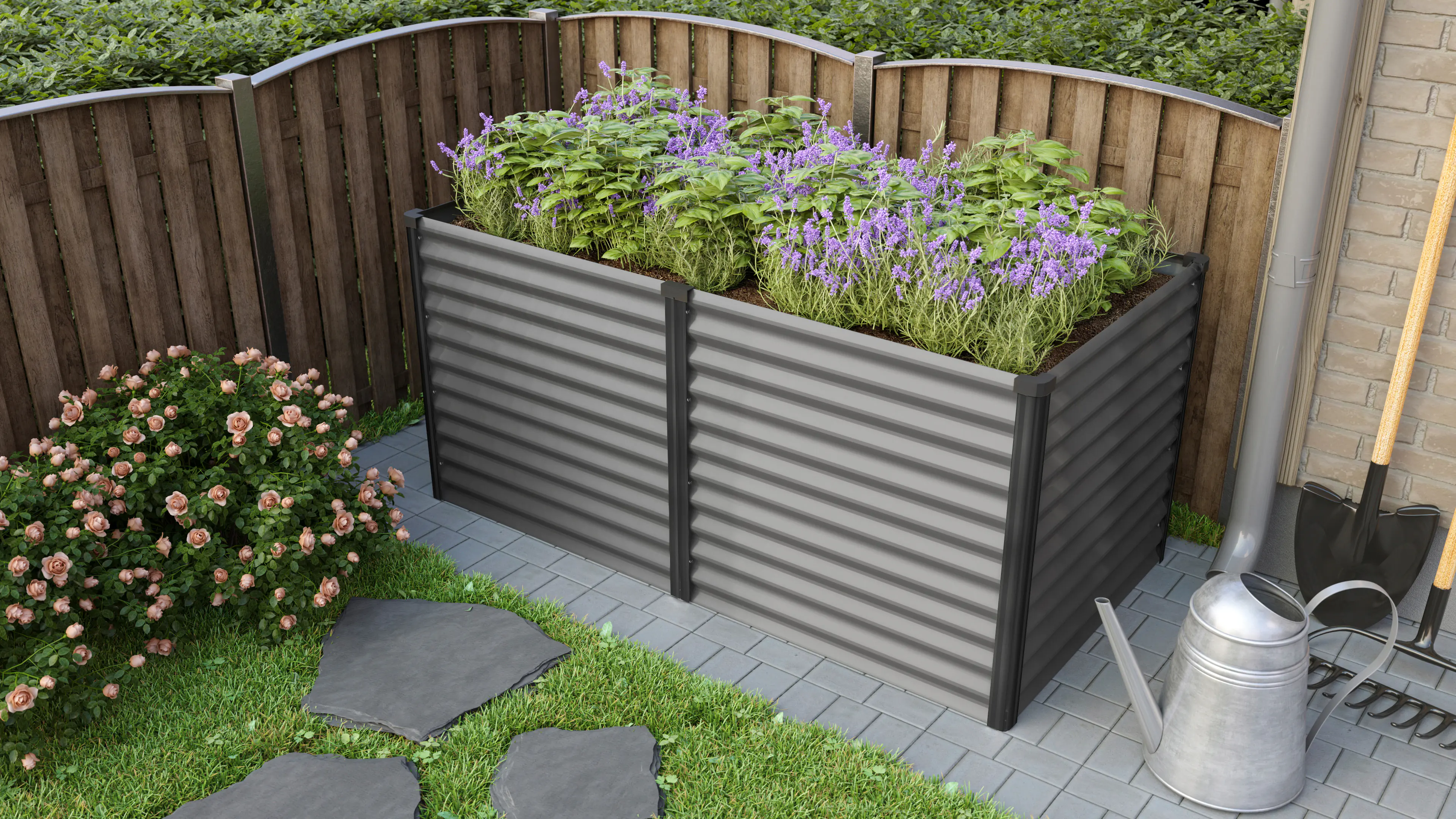 Vitavia Hochbeet Meta 96 x 188 x 86 cm granit schwarz