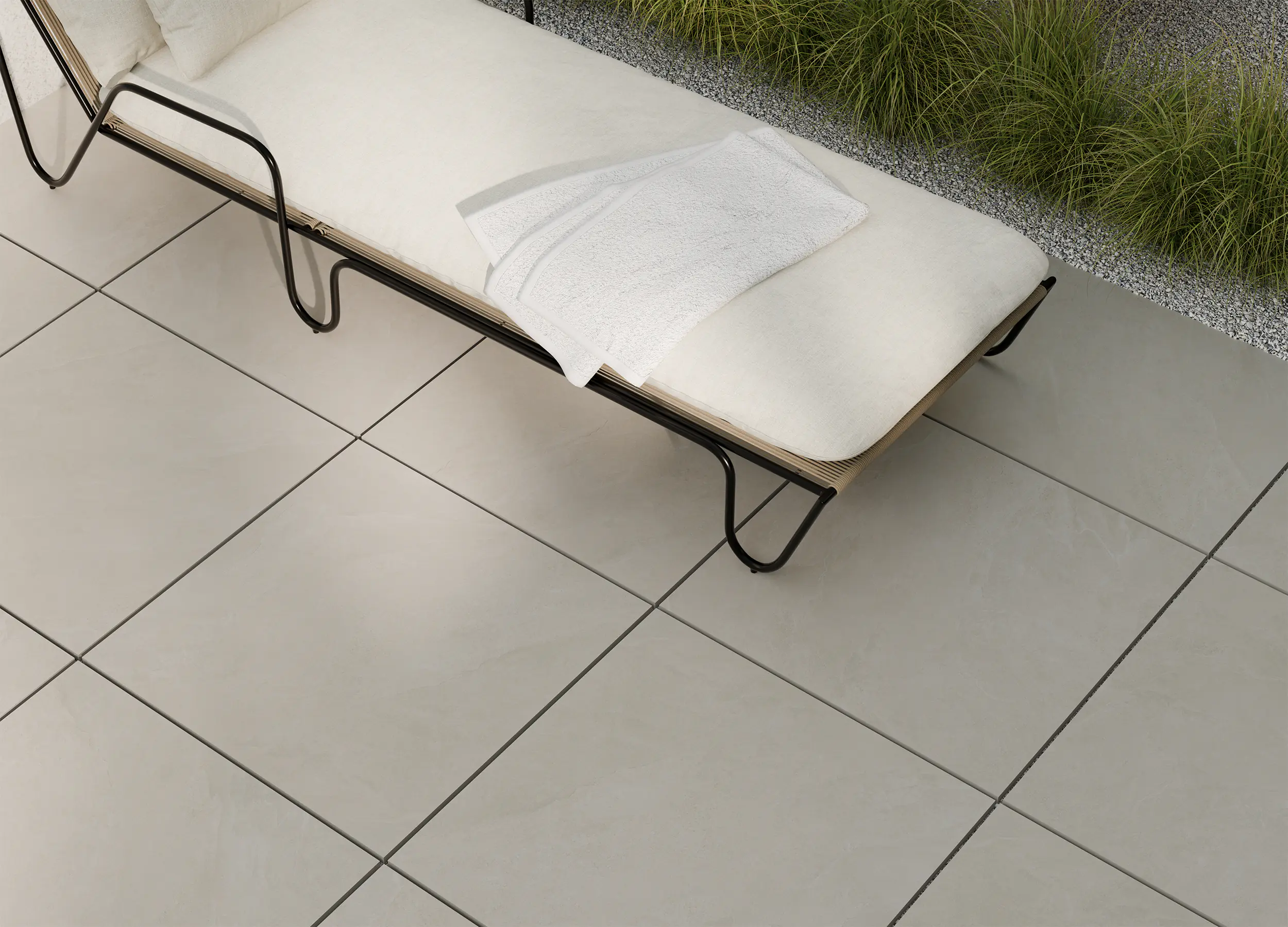 Terrassenplatte Feinsteinzeug Ash 80 x 80 cm beige matt
