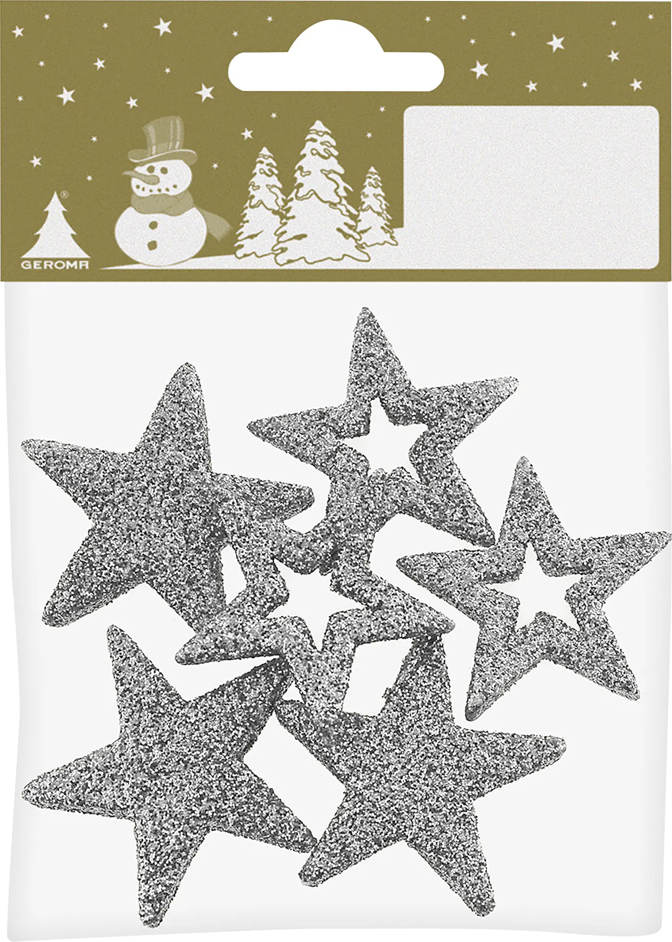 Dekosterne Kunststoff 3,5 cm silber 6 Stück