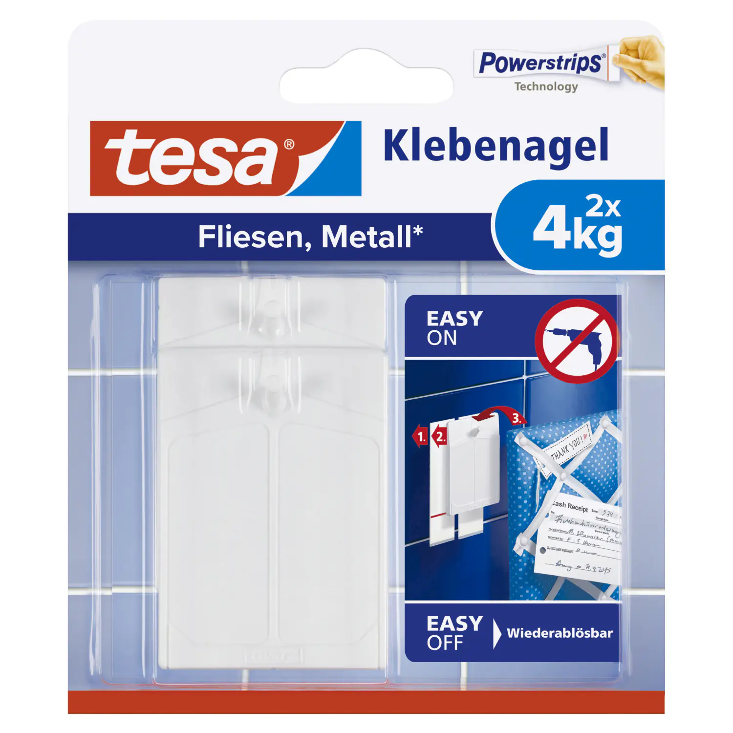 tesa Klebenagel Traglast 4 kg, 2 Stück