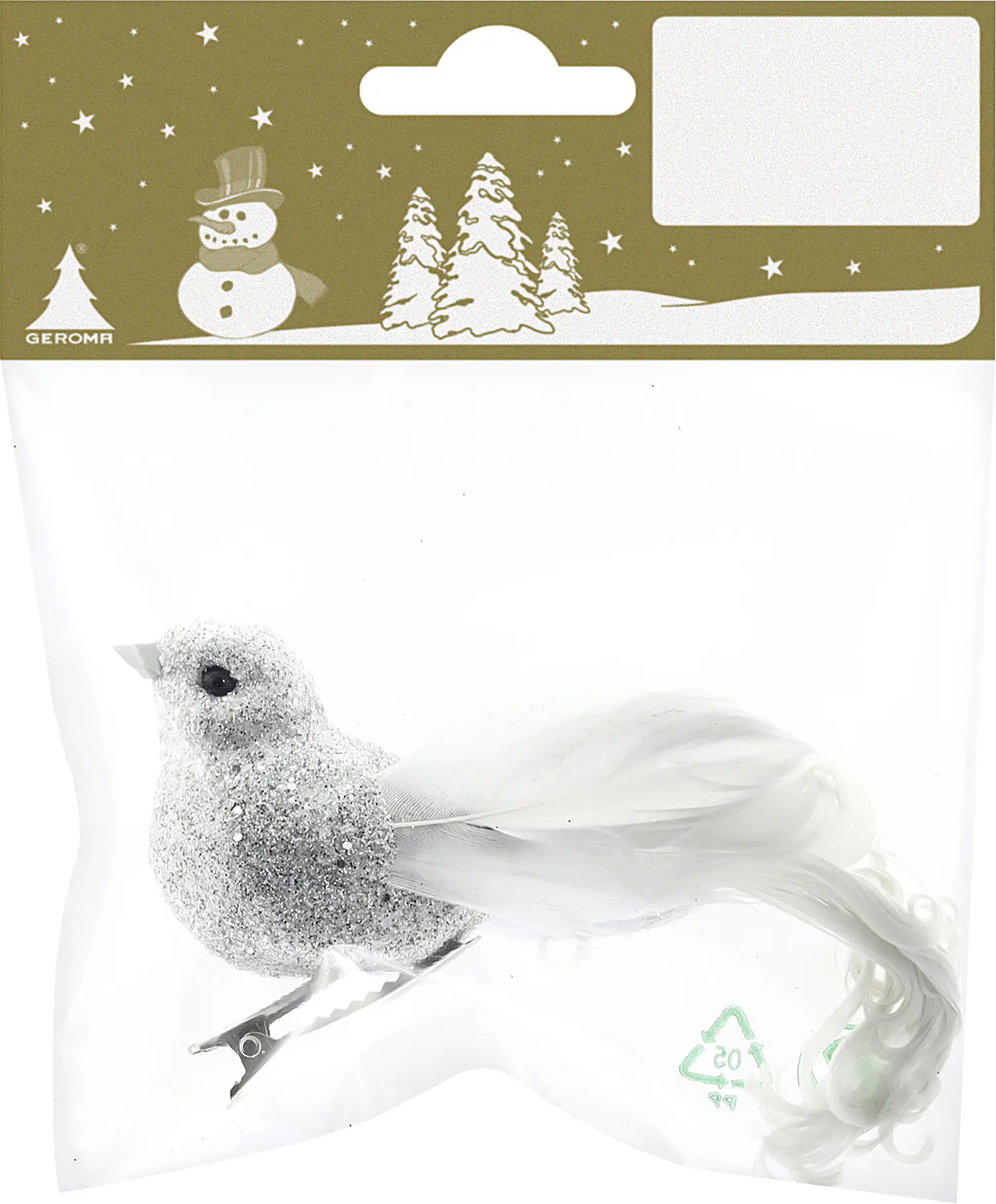 Dekofigur Glitzervogel mit Clip aus Styropor & Federn 12 cm silber 1 Stück