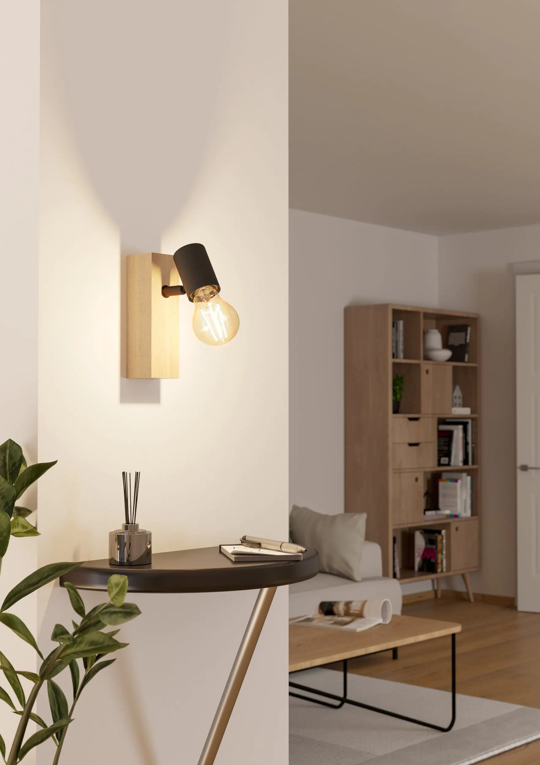 Eglo Wandlampe Townshend 3 schwarz natur E27