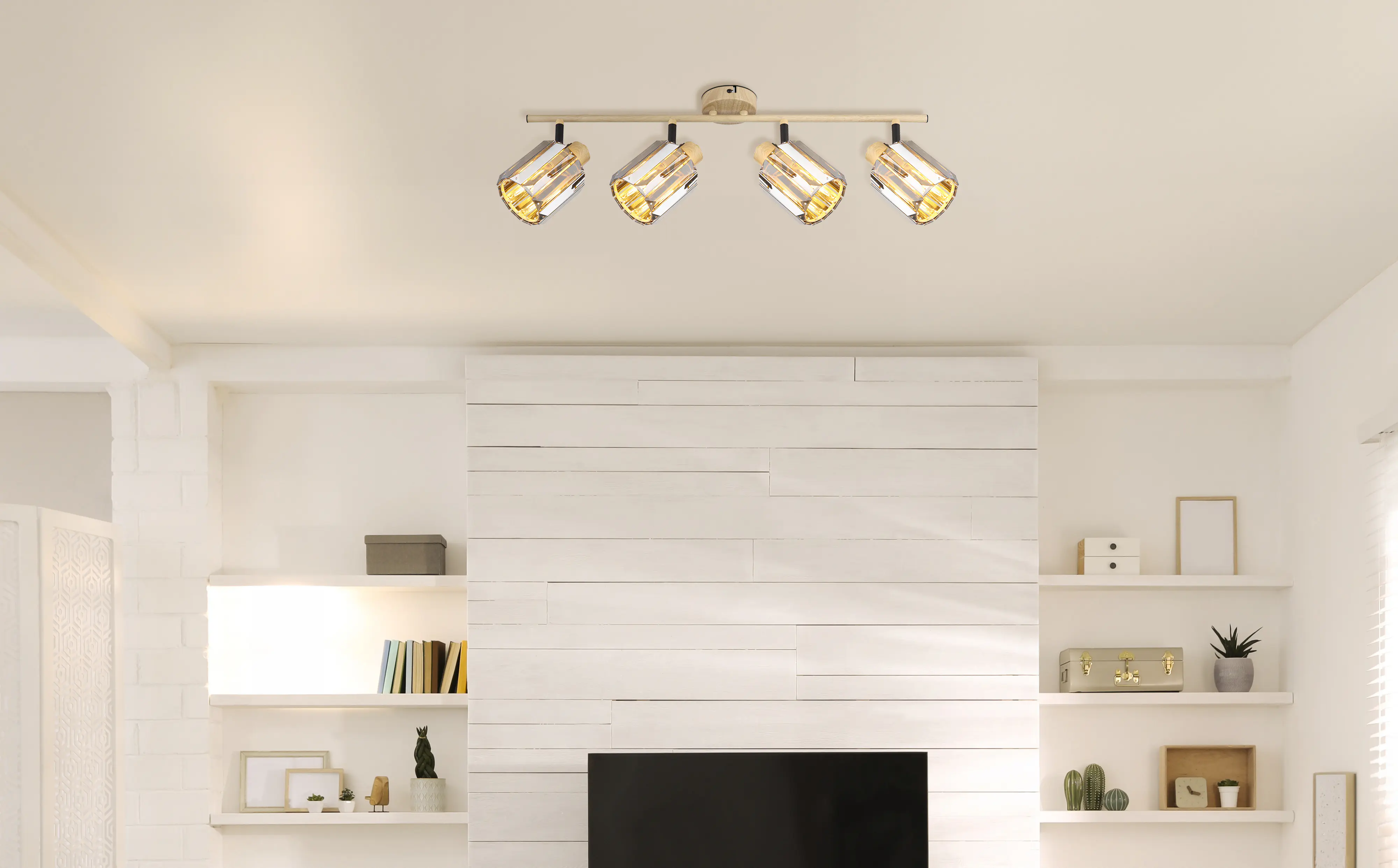 Globo Deckenstrahler Run 64 cm holzoptik