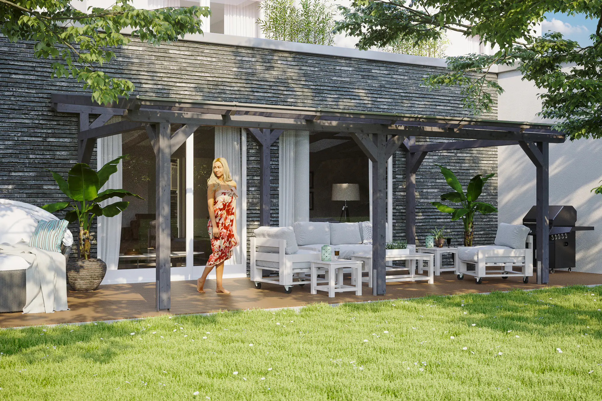 SKAN HOLZ Terrassenüberdachung Siena 648 x 350 cm Leimholz