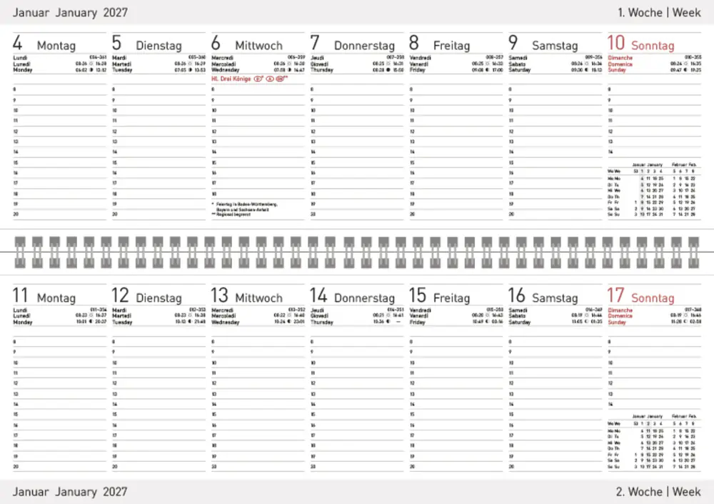 Korsch Kalender Classic Colourlux 2027 blau