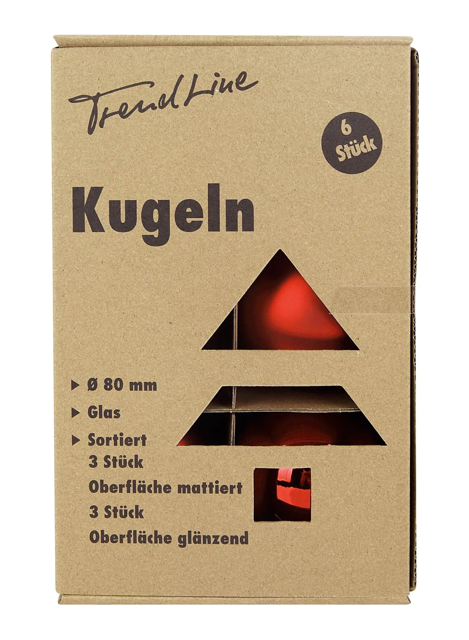 TrendLine Glaskugeln in uni glanz/matt Ø 8 cm, weihnachtsrot, 6 Stück TrendLine Glaskugeln in uni glanz/matt Ø 8 cm, weihnachtsrot, 6 Stück