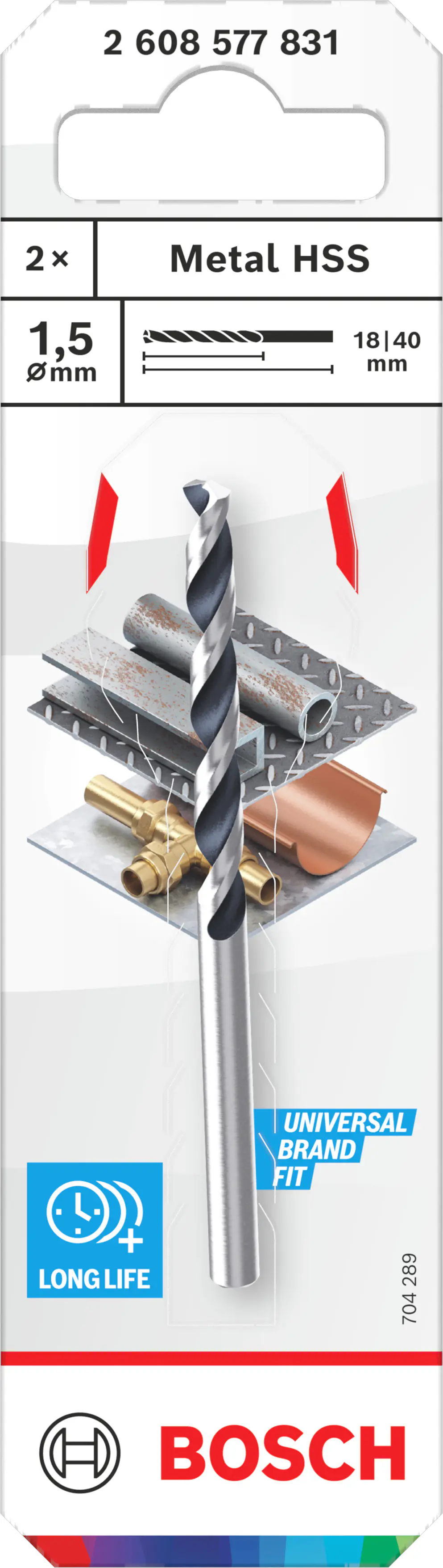 Bosch Metallspiralbohrer HSS CYL Ø 1,5 mm 2-tlg.