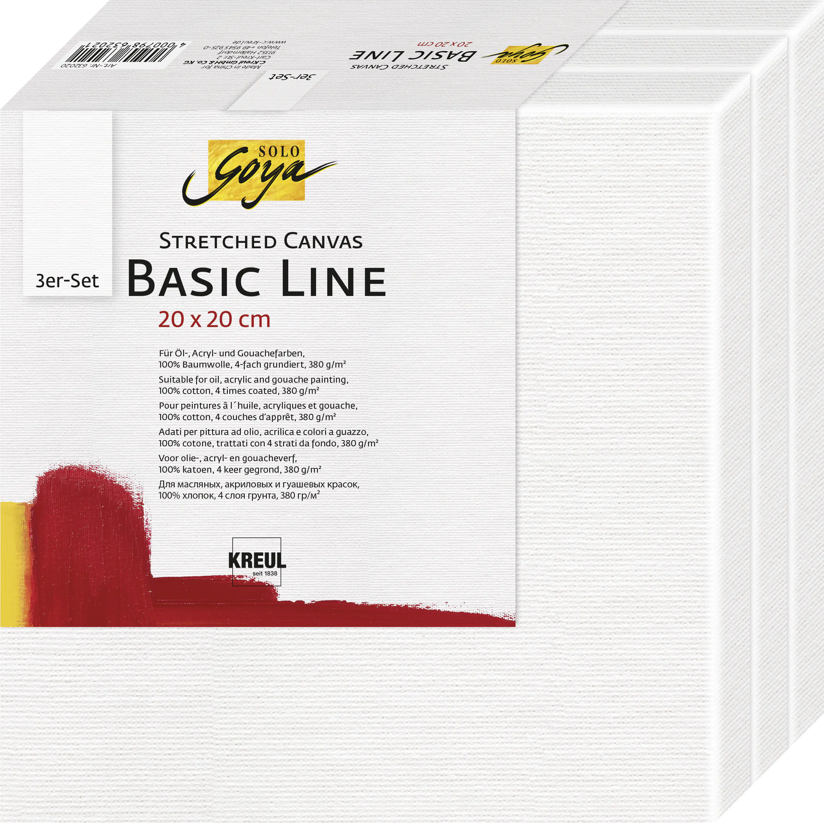 Solo Goya Keilrahmen 20 x 20 cm Basic Line Streched Canvas 3er Set