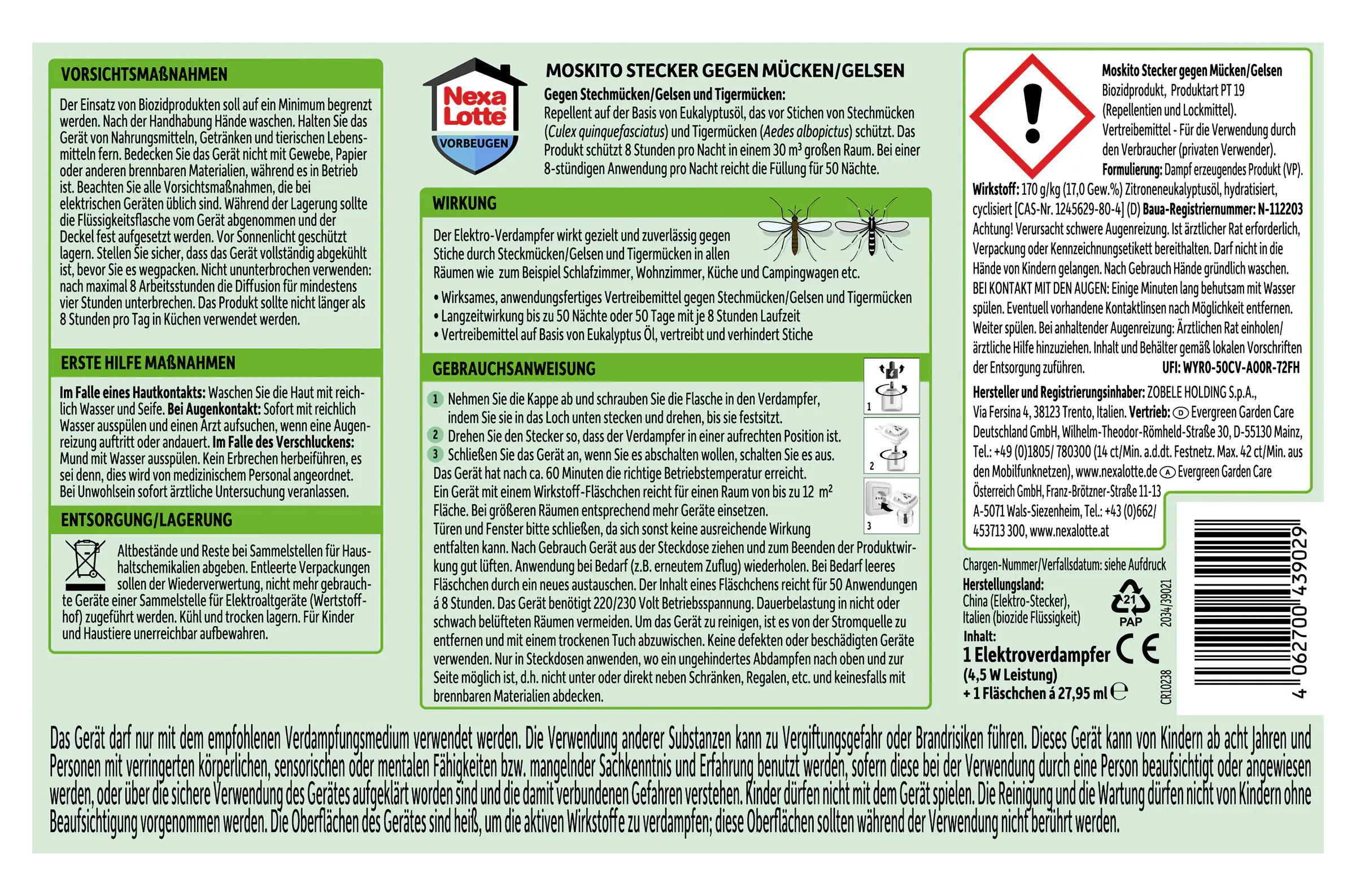 Nexa Lotte MoskitoStecker gegen Mücken/Gelsen 1 Set