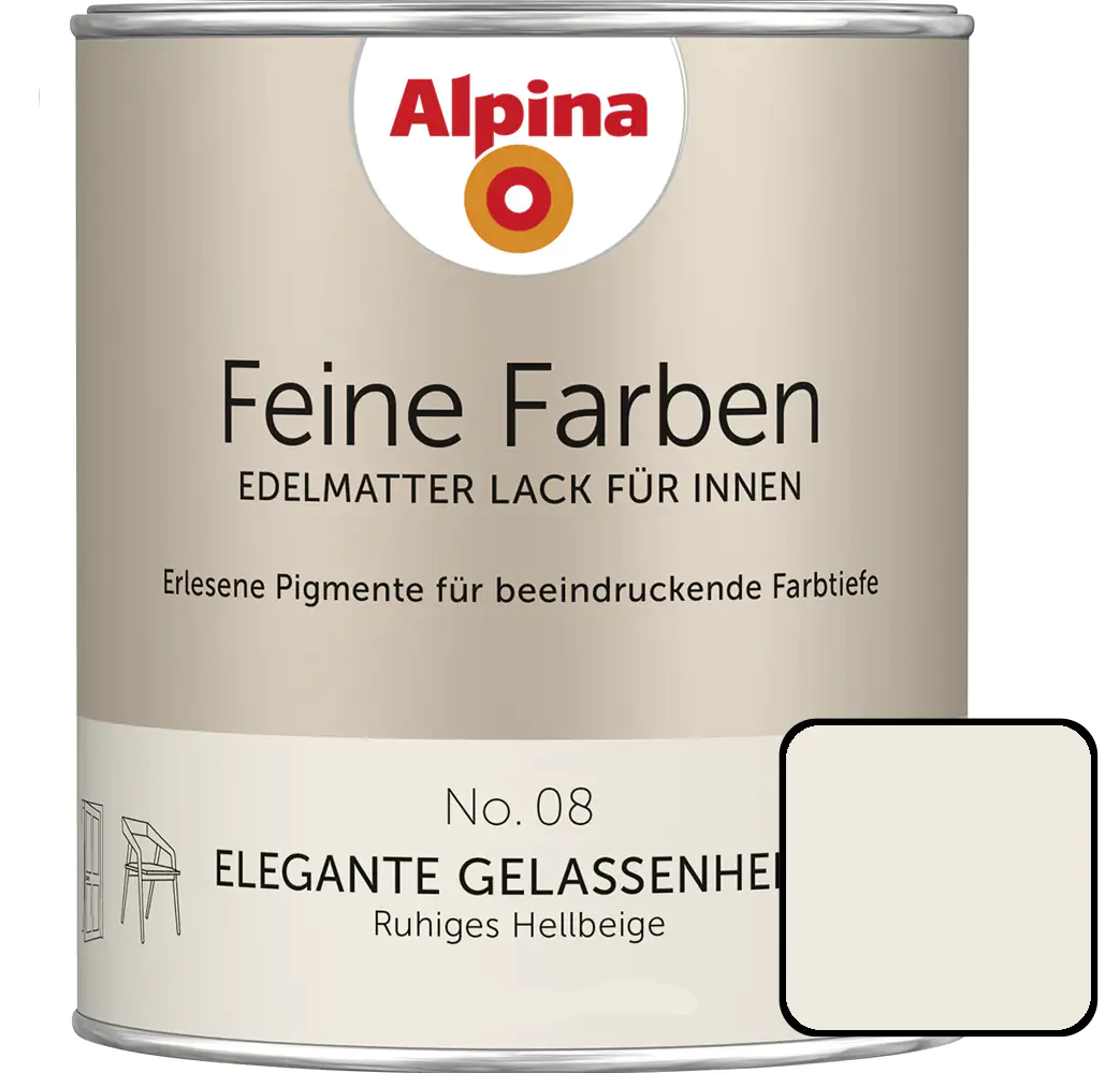 Alpina Feine Farben Lack No. 08 Elegante Gelassenheit  hellbeige edelmatt 750 ml Alpina Feine Farben Lack No. 08 Elegante Gelassenheit  hellbeige edelmatt 750 ml