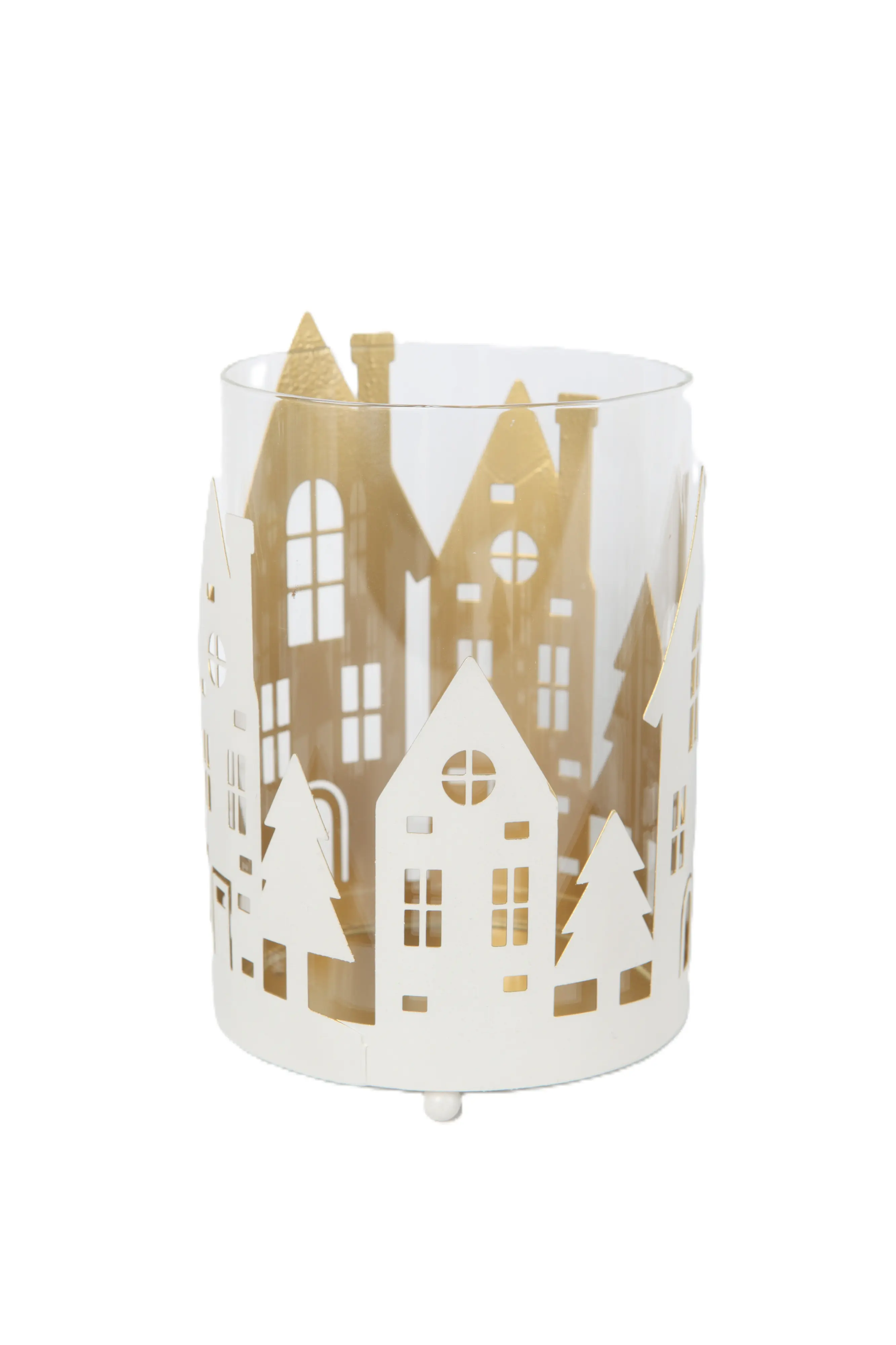 TrendLine Deko Windlicht Metall Ø 10,5 x 15 cm weiß