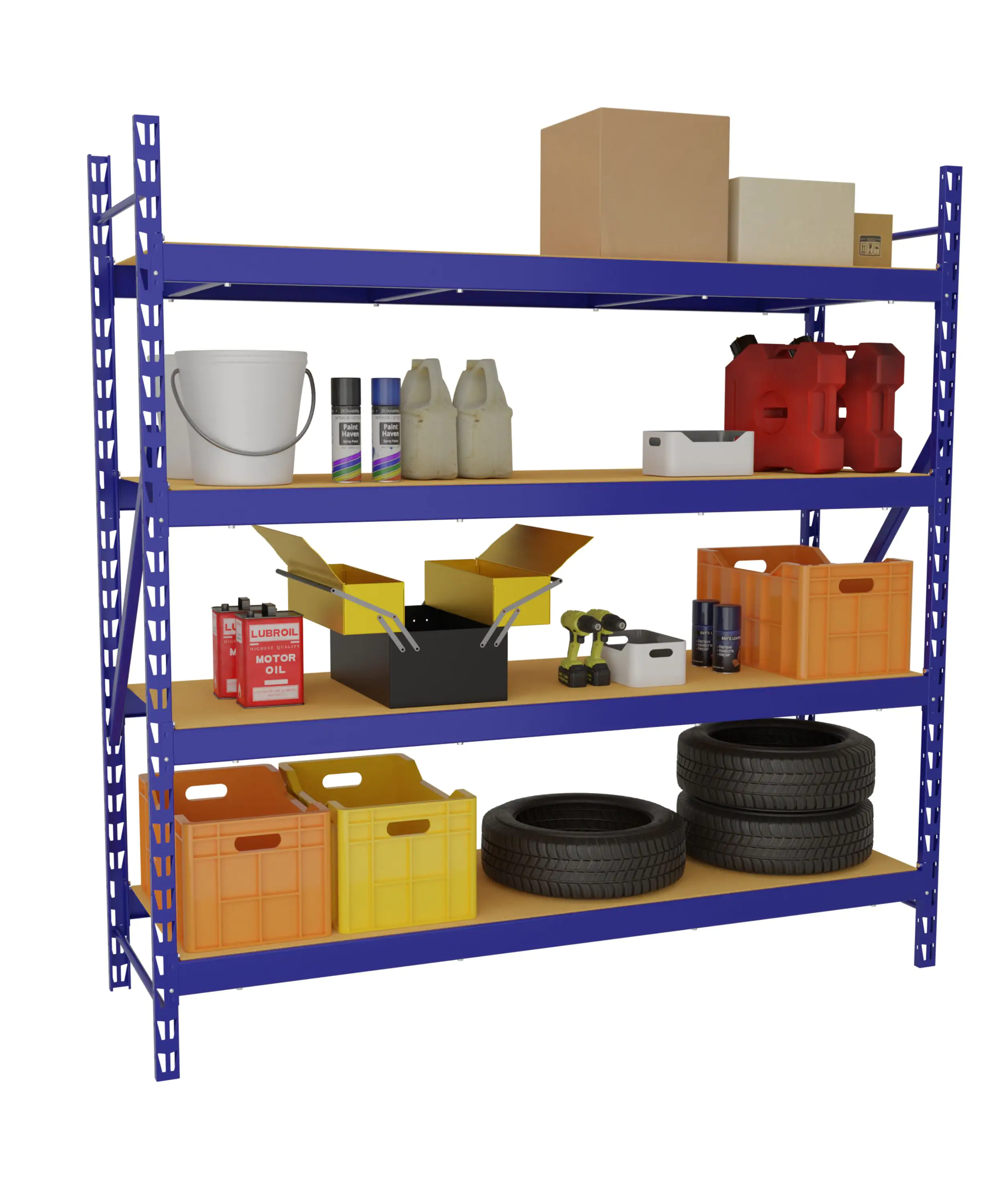 Primaster Metallsteckregal 200 x 200 x 60 cm 4 Holzböden 3200 kg