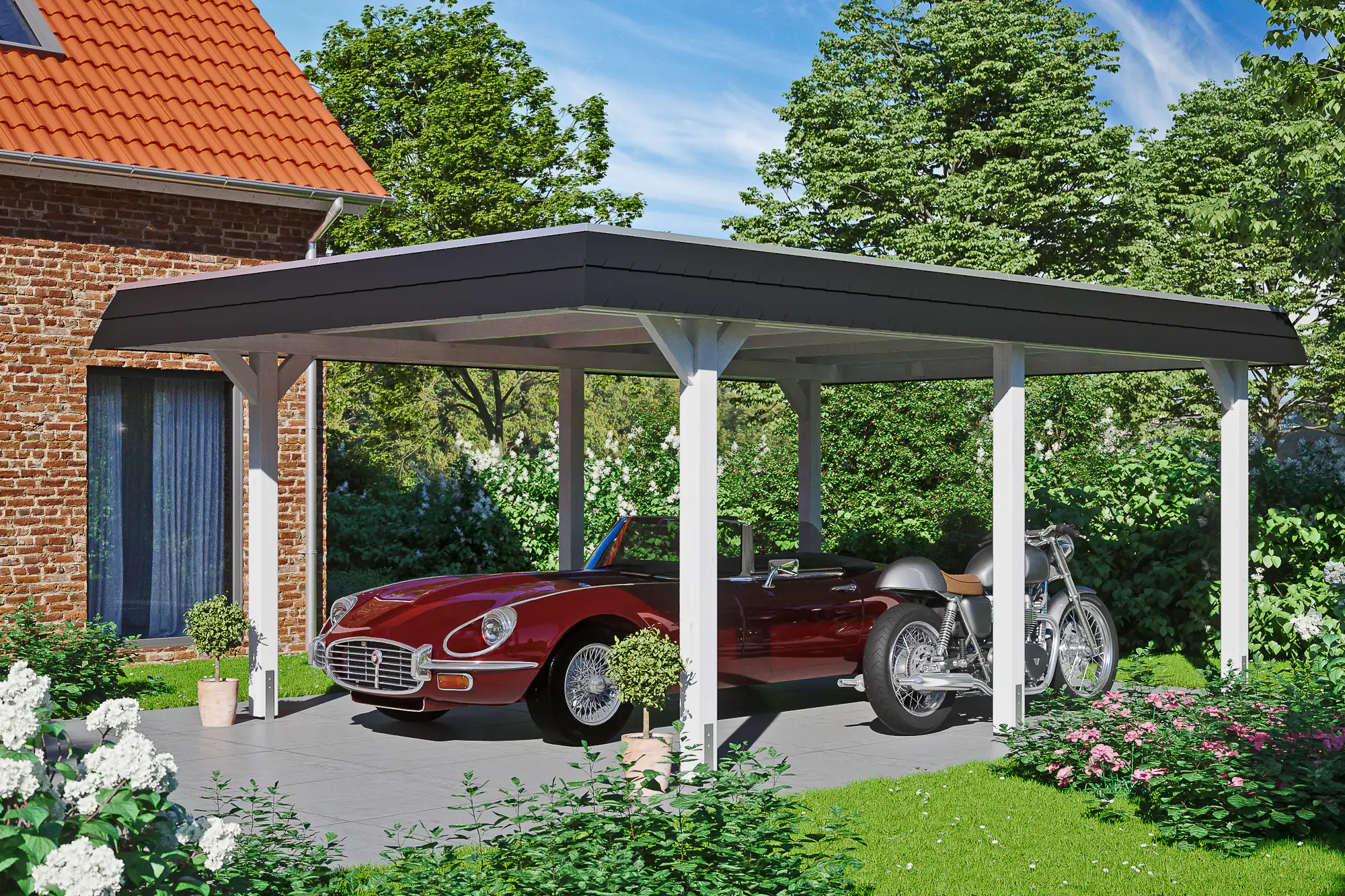 SKAN HOLZ Carport Wendland 409 x 628 cm mit Aluminiumdach