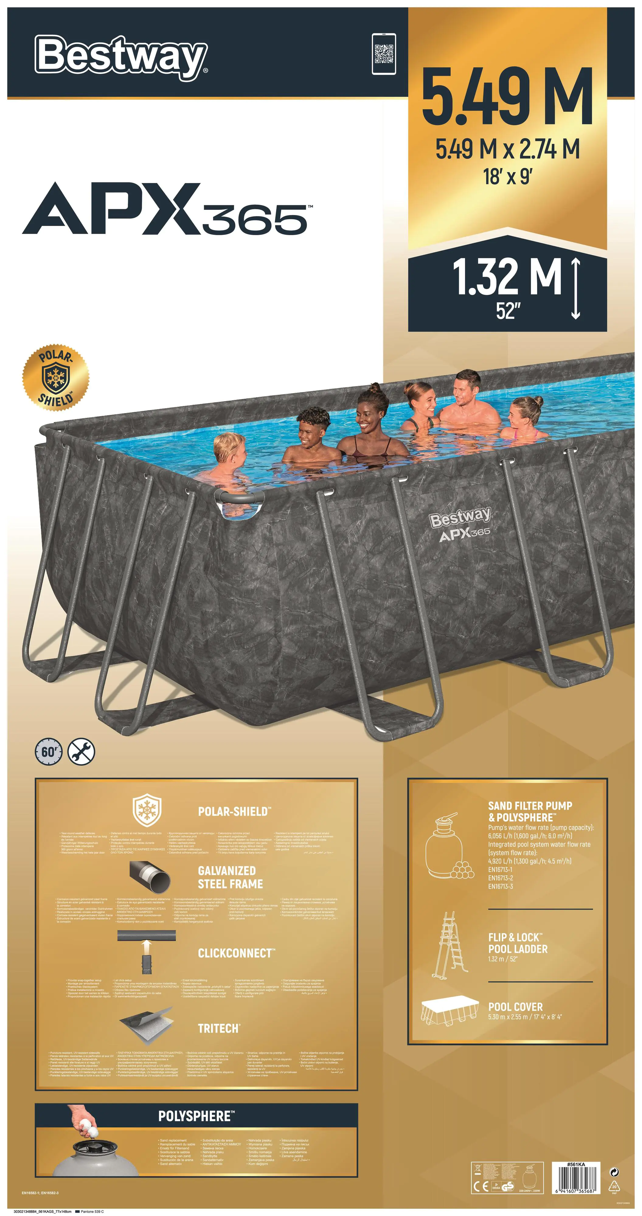 Bestway Winterfestes Frame Pool APX365 Komplett-Set mit Sandfilteranlage 549 x 274 x 132 cm marmor-optik eckig Bestway Winterfestes Frame Pool APX365 Komplett-Set mit Sandfilteranlage 549 x 274 x 132 cm marmor-optik eckig