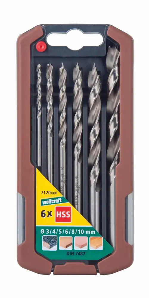Wolfcraft Holzspiralbohrer-Set HSS Professional Ø 3 - 10 mm 6-teilig Rundschaft