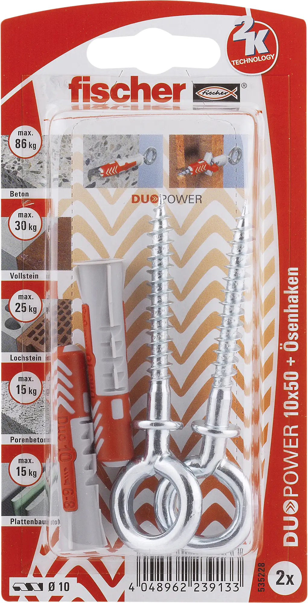 Fischer Dübel-Set Duopower 10.0 x 50 mm - 2 Stück