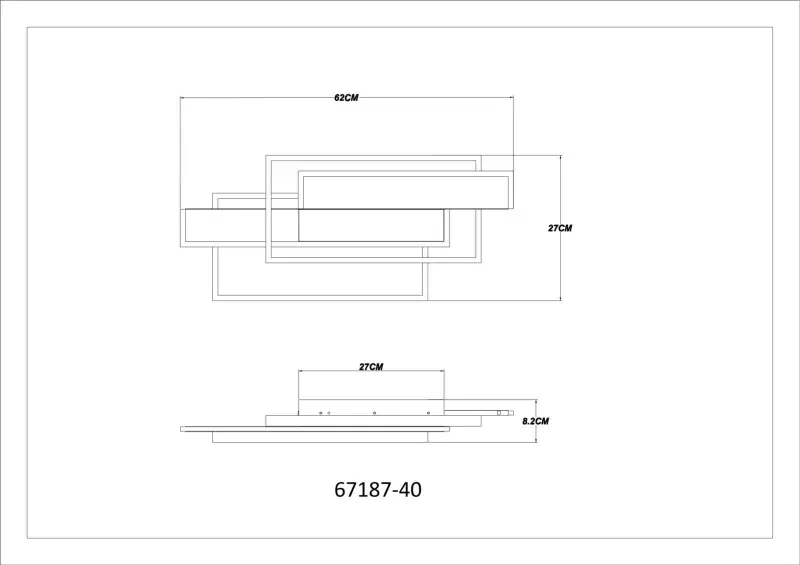 Globo Deckenleuchte Finnley 62 x 27 cm schwarz warmweiß
