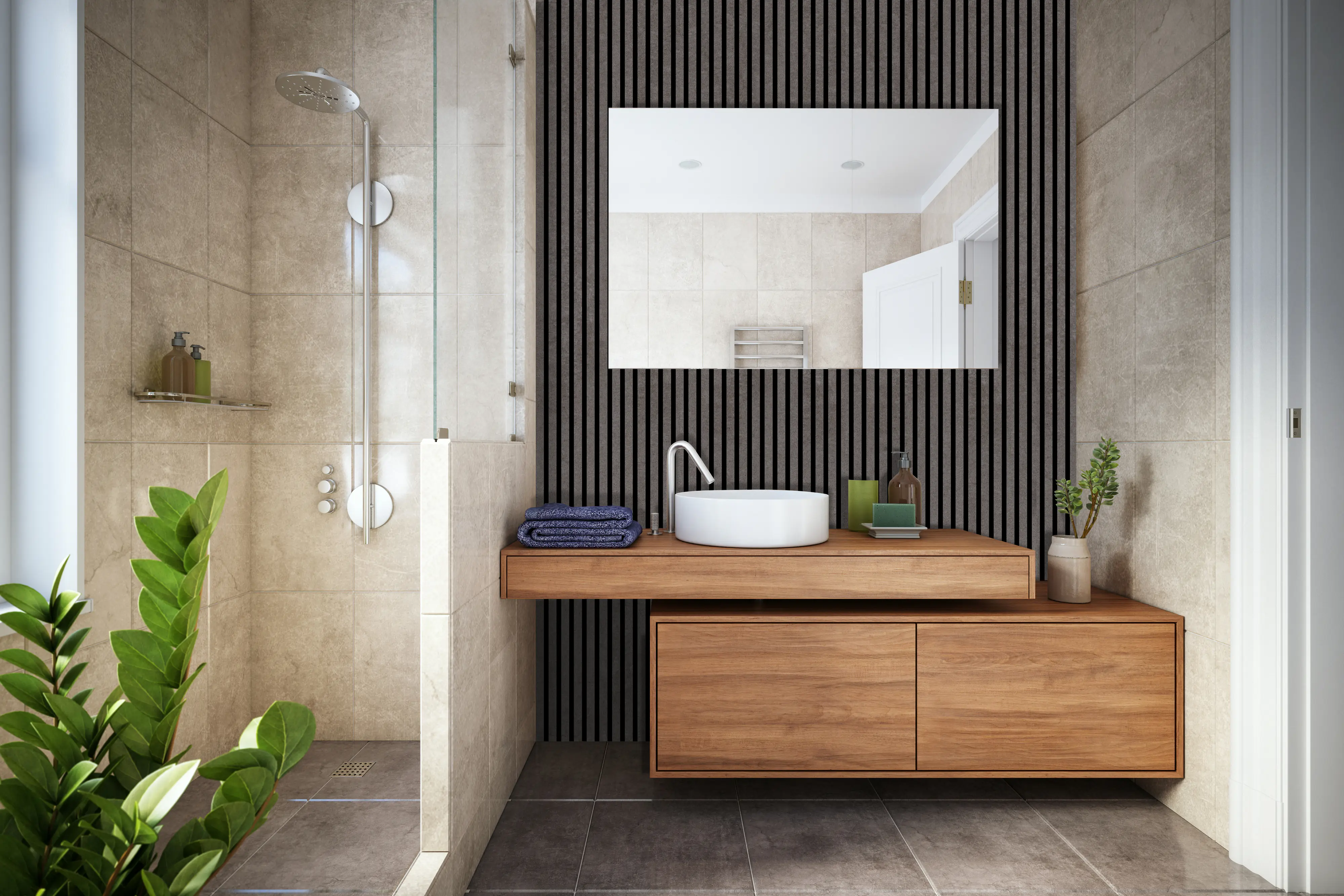 Neuhofer Akustikpaneel Beton foliert 240 x 57,2 x 1,9 cm grau