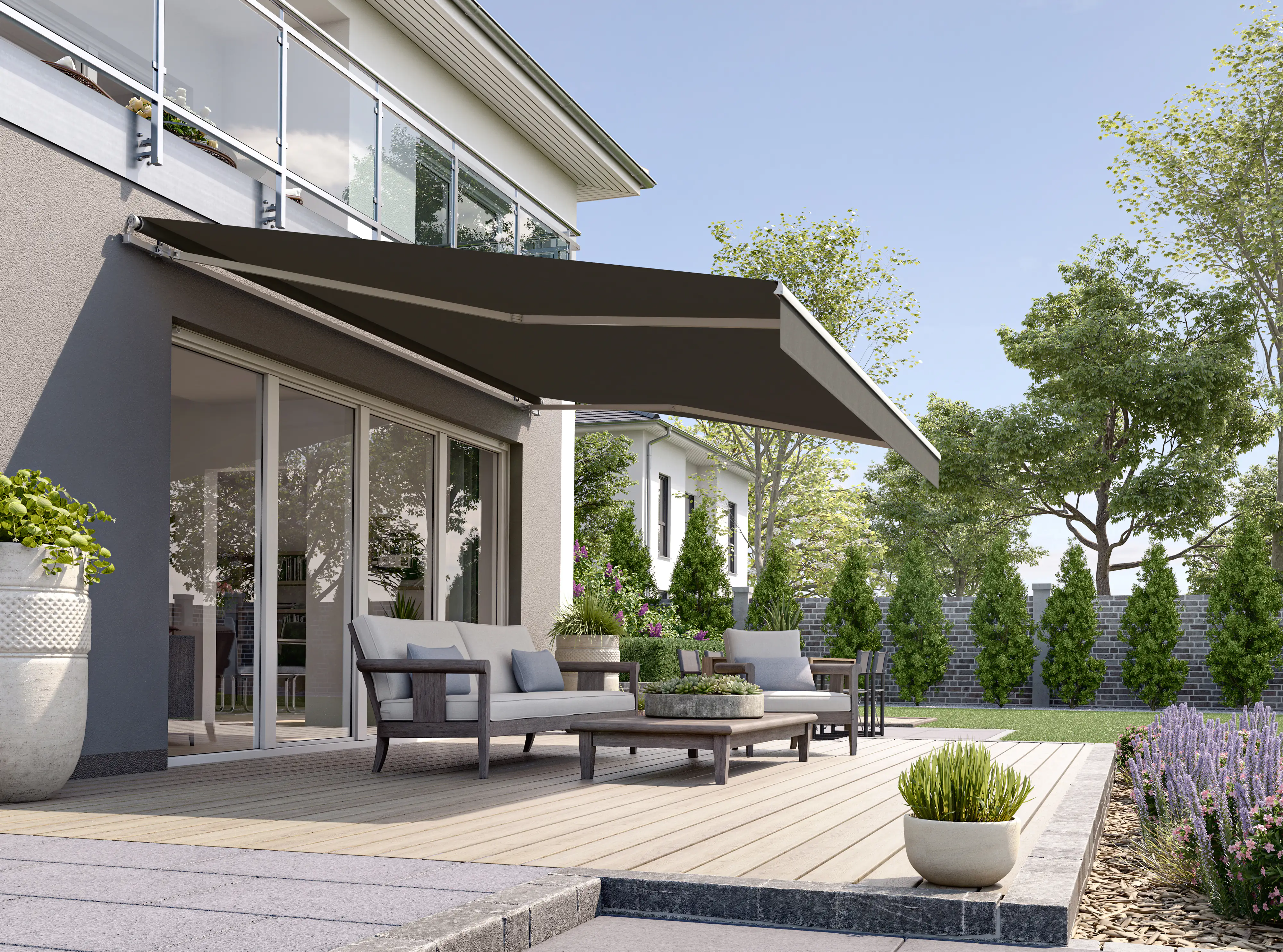 Gelenkarmmarkise Classic dunkelgrau struktur inkl. Handkurbel