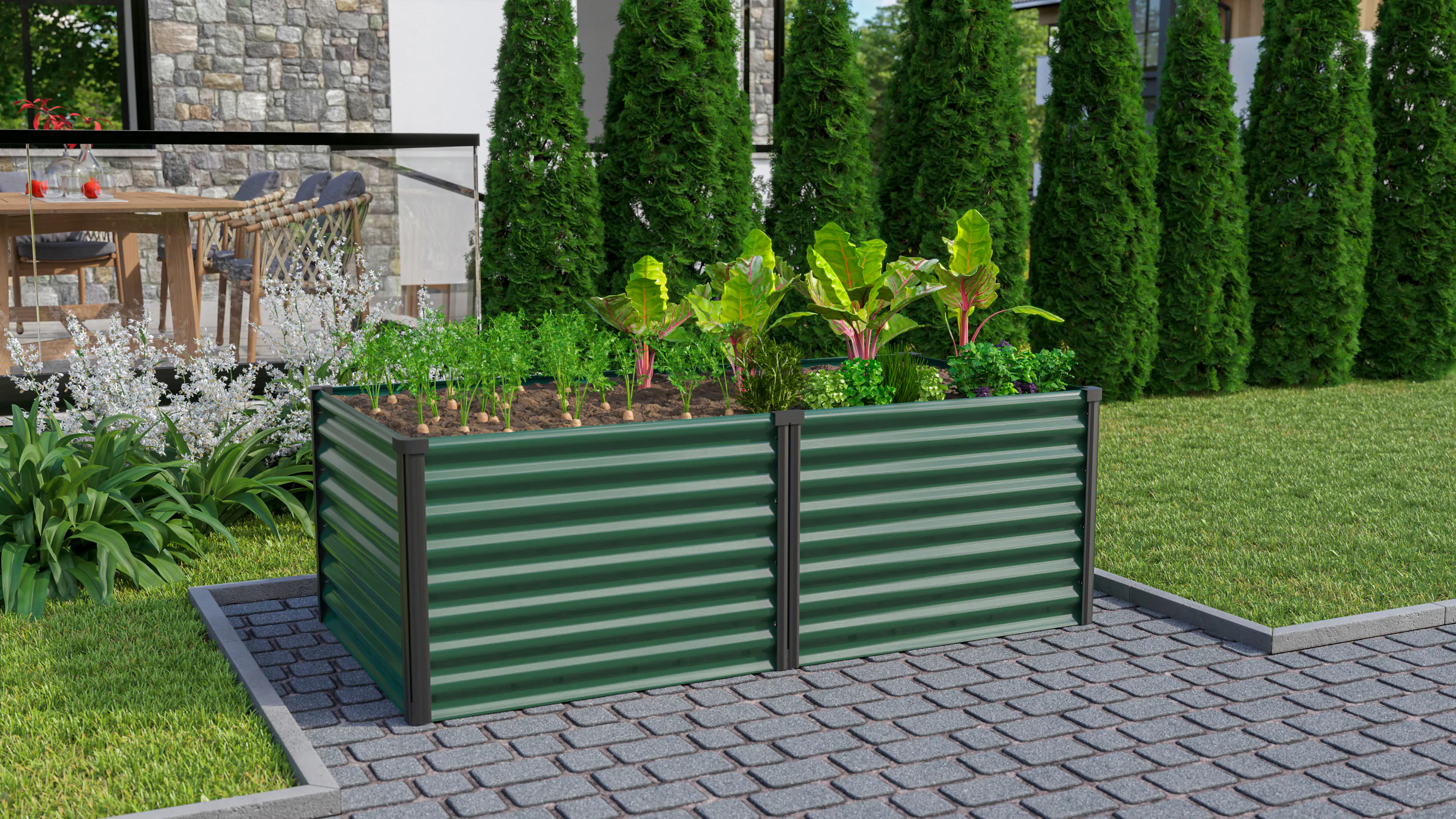 Vitavia Hochbeet Meta 630 seegras/schwarz 1,88 x 0,96 x 0,63 m