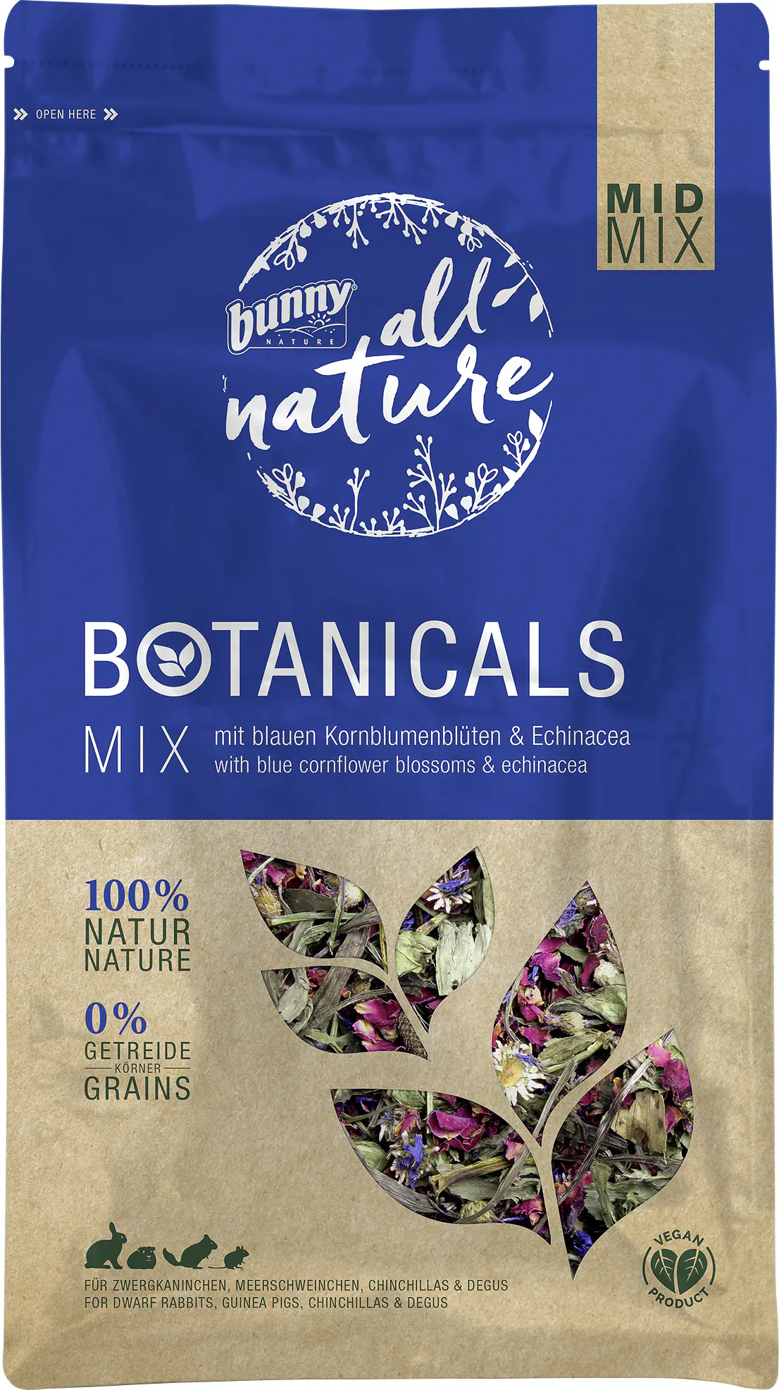 Bunny Nature Botanicals Mid Mix blauen Kornblumenblüten & Echinacea 120 g