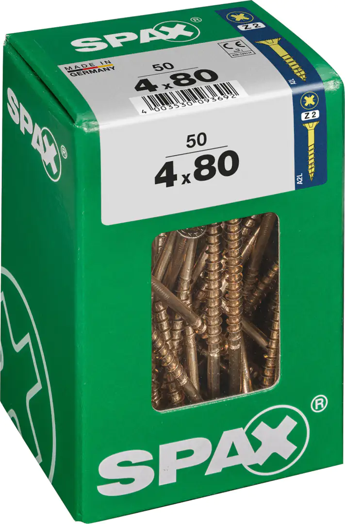 Spax Universalschrauben 4.0 x 80 mm PZ 2 - 50 Stk.