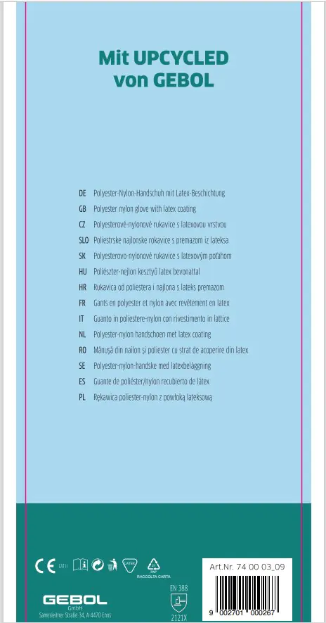 Gebol Handschuh Upcycled Sensitive dunkelblau  