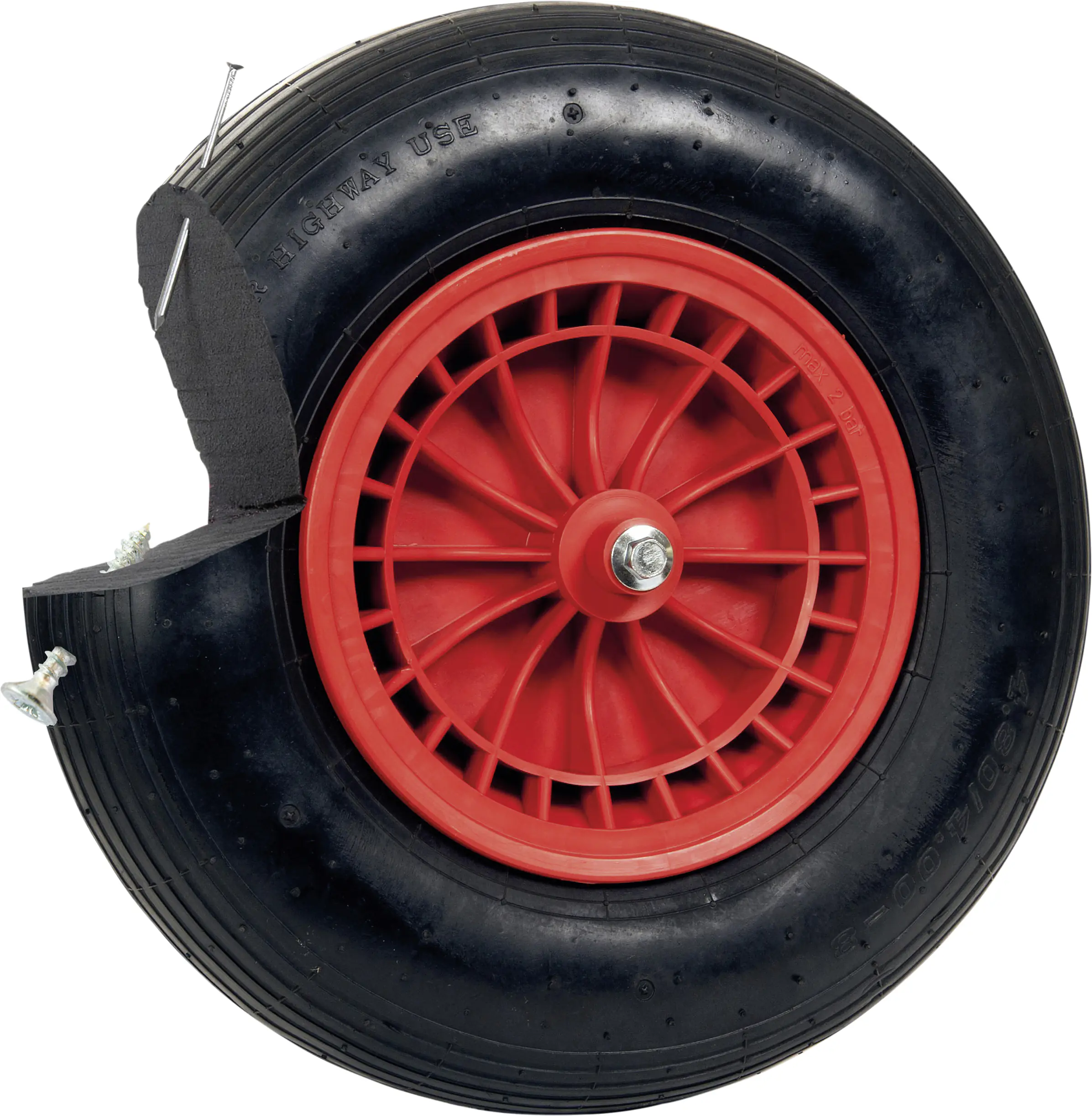 pro-bau-tec Ersatzrad für Schubkarre Kunststoff schwarz/rot