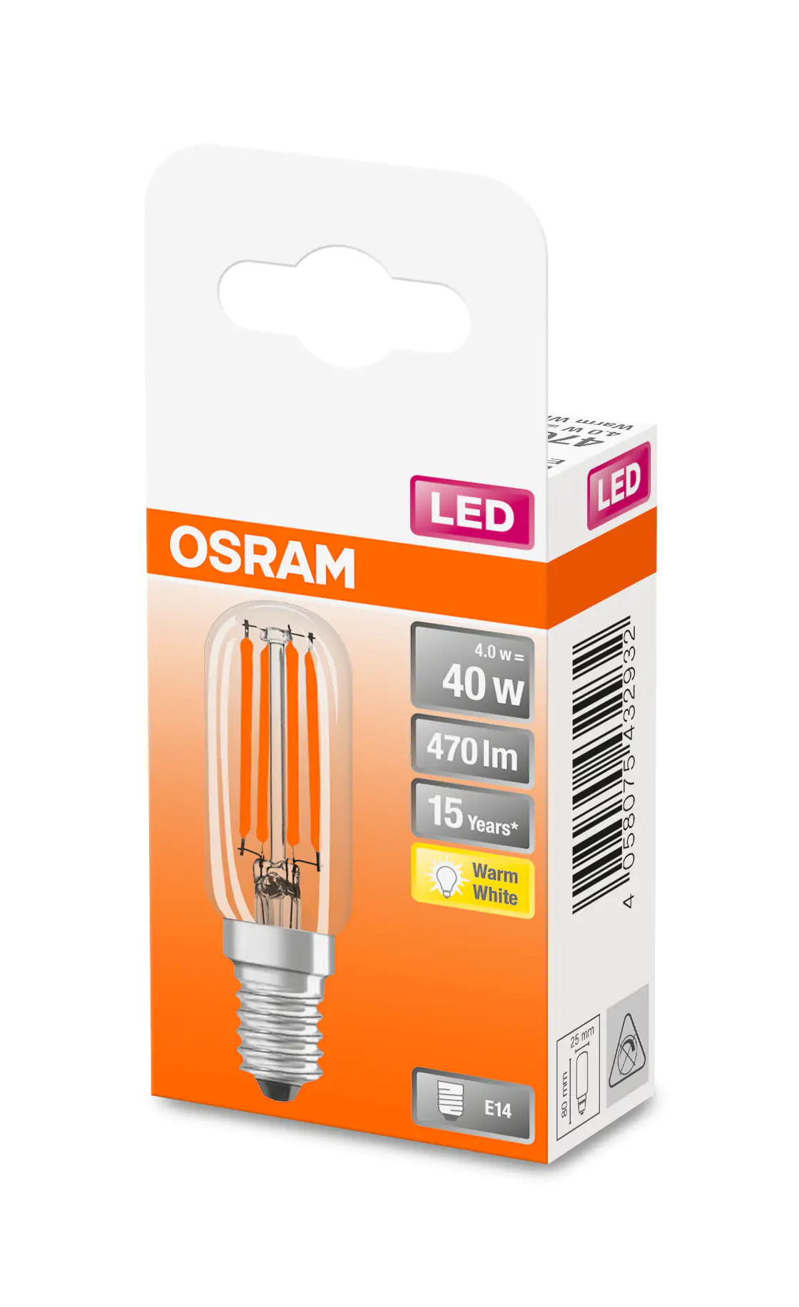 4058075432932 Osram LED Leuchtmittel Special T26 40 E14 4W warmweiß, klar
