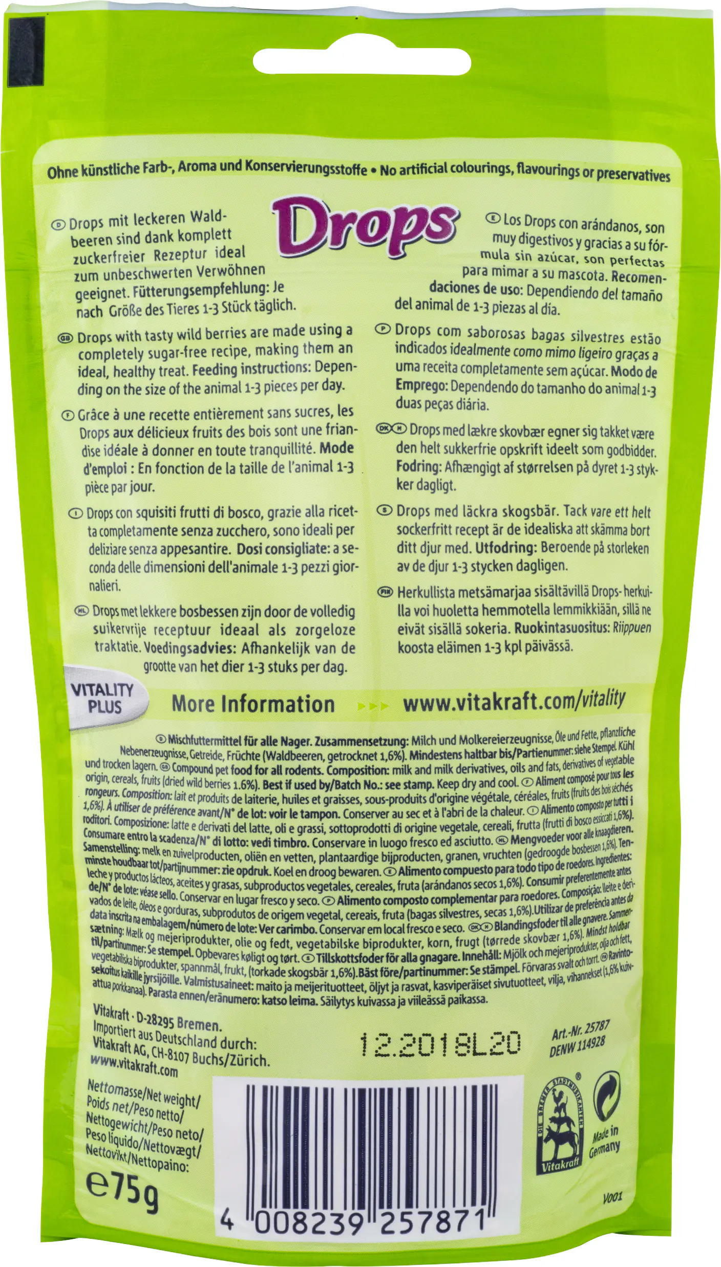 Vitakraft Drops Waldbeere 75 g