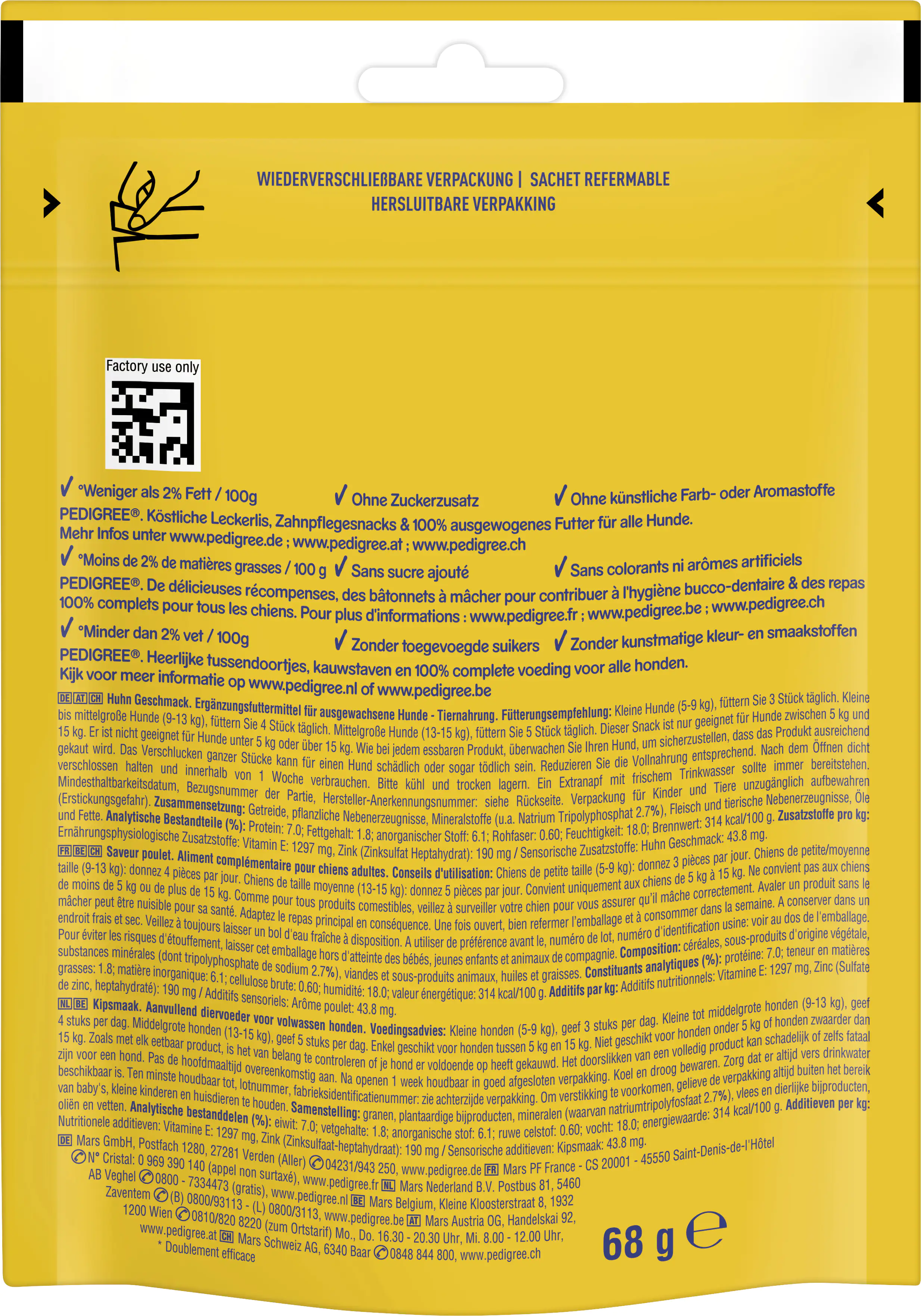 Pedigree Hundesnack Dentastix Chewy Chunx Mini mit Huhn 68 g Pedigree Hundesnack Dentastix Chewy Chunx Mini mit Huhn 68 g