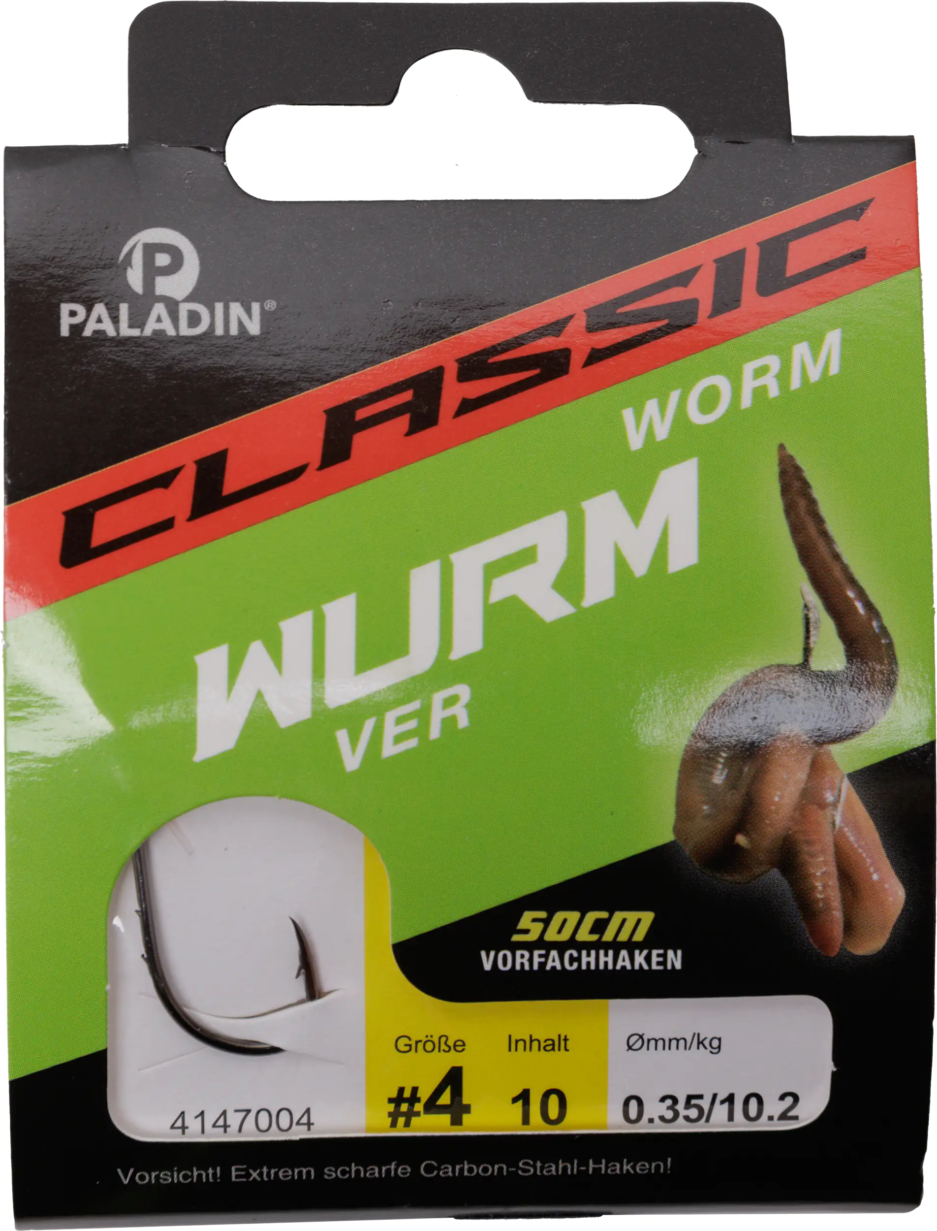 Paladin Wurmhaken gebunden Größe 4 50 cm 10 Stück gunsmoke 