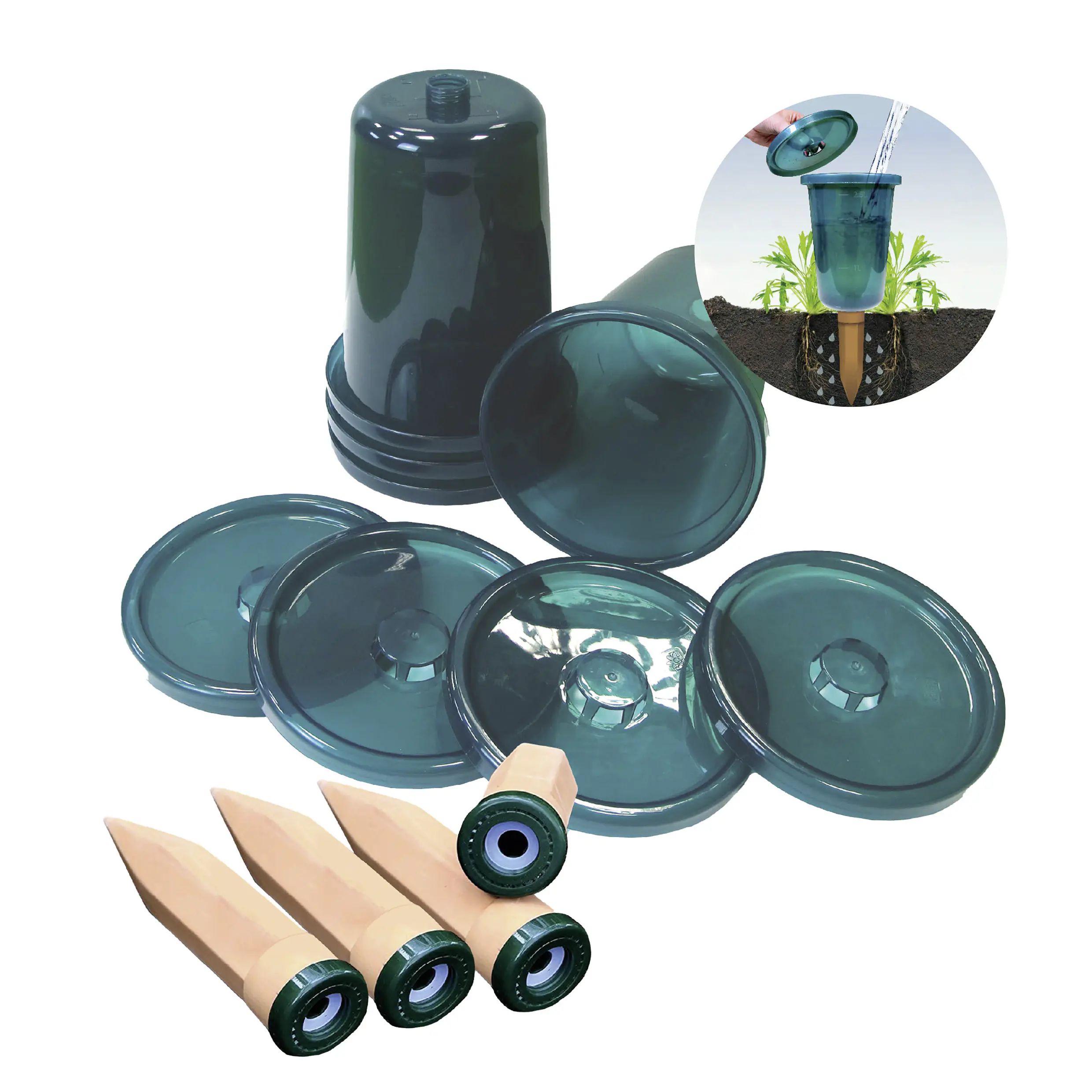 Biogreen Bewässerungssystem-Set Hochbeet Hydro Cup inkl. Tonkegel & Becheraufsätzen